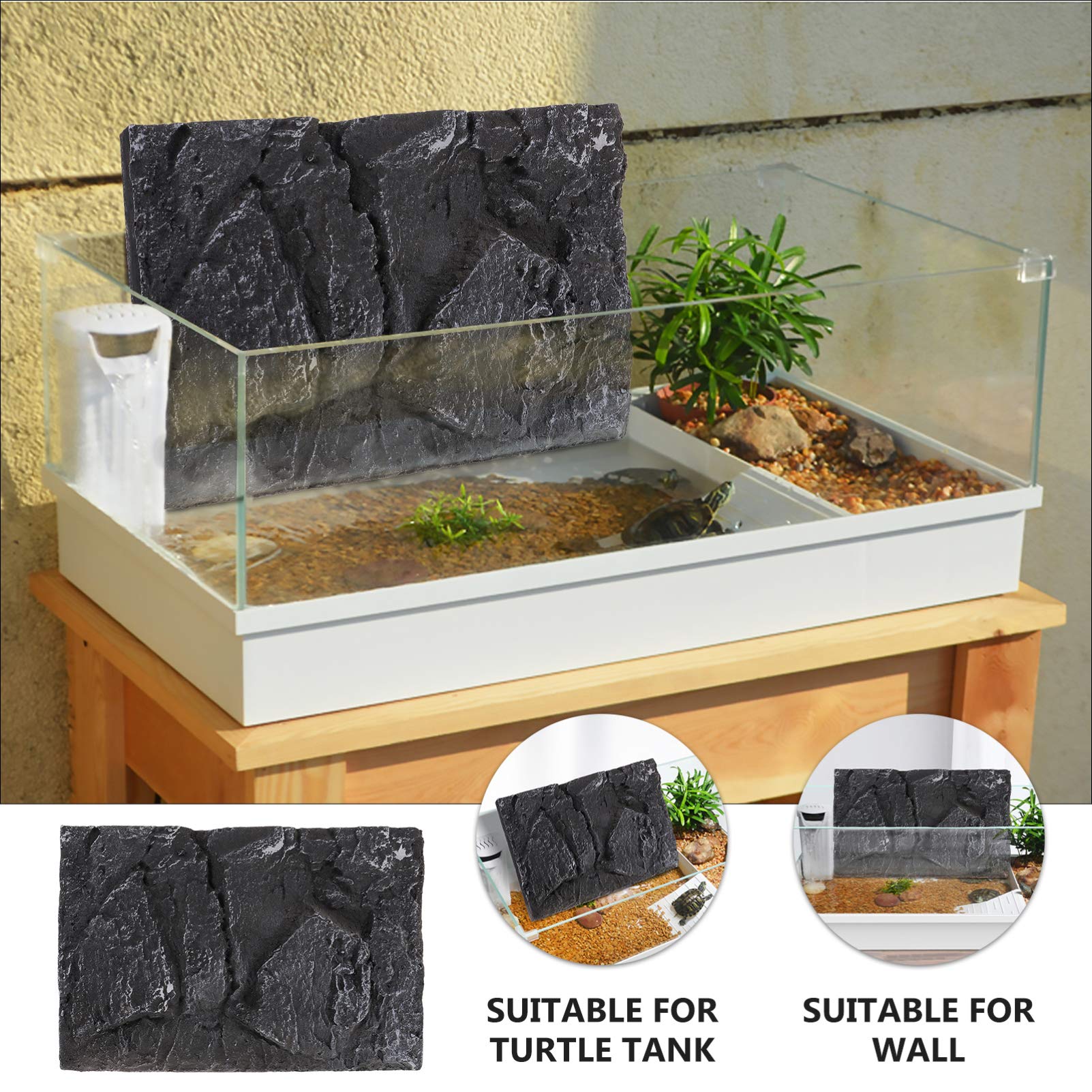 Alipis 3D Pu Material Turtle Tank Background Board Reptile Habitat Decor 17.7X11.8 Inch Aquarium Wall Mounted Terrarium Backdrop - Image 4