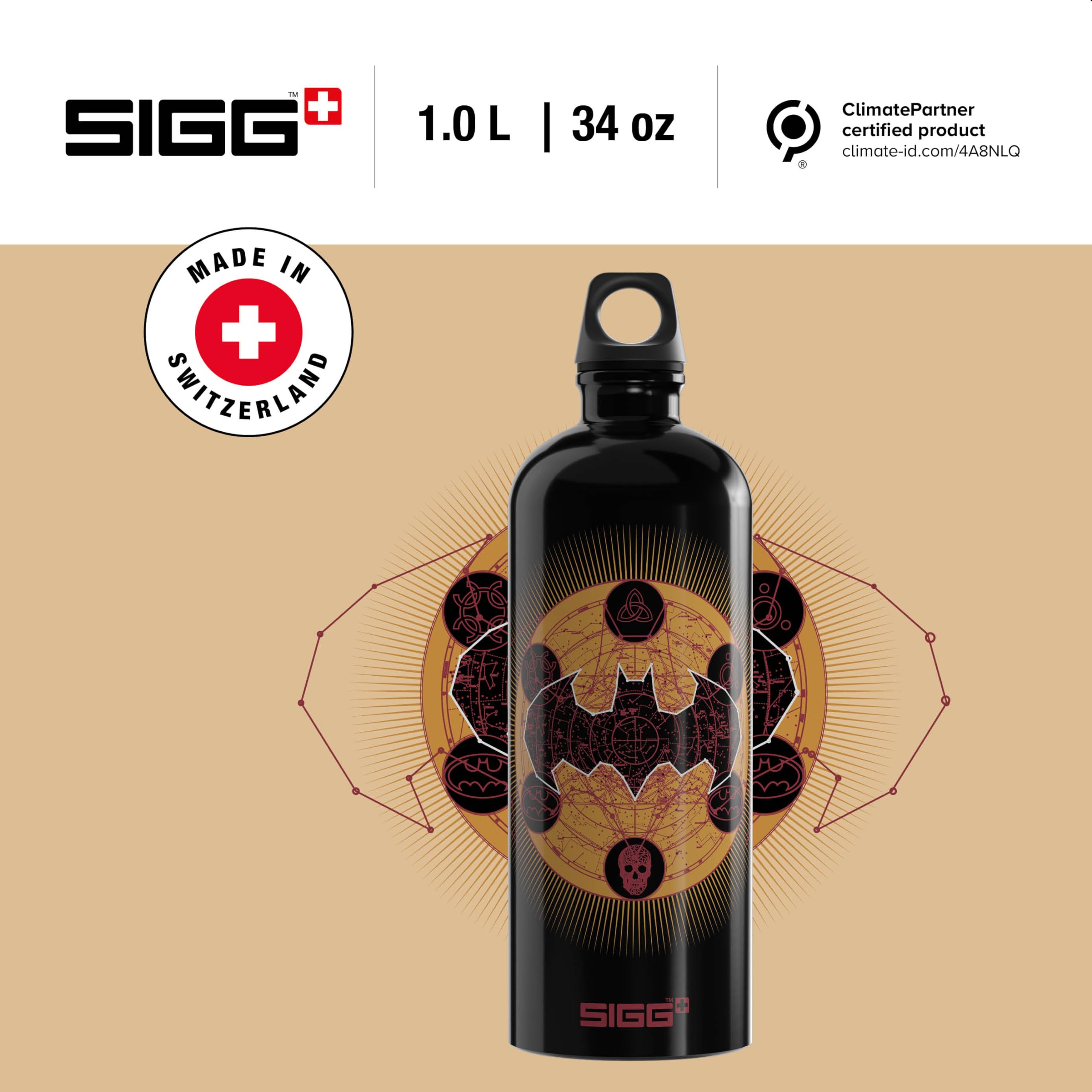 Sigg - Gourde Aluminium - Traveller Batman - Certifiée Neutre En CO2 - Convient Aux Boissons Gazeuses - Étanche & Légère - Sans BPA - 1L