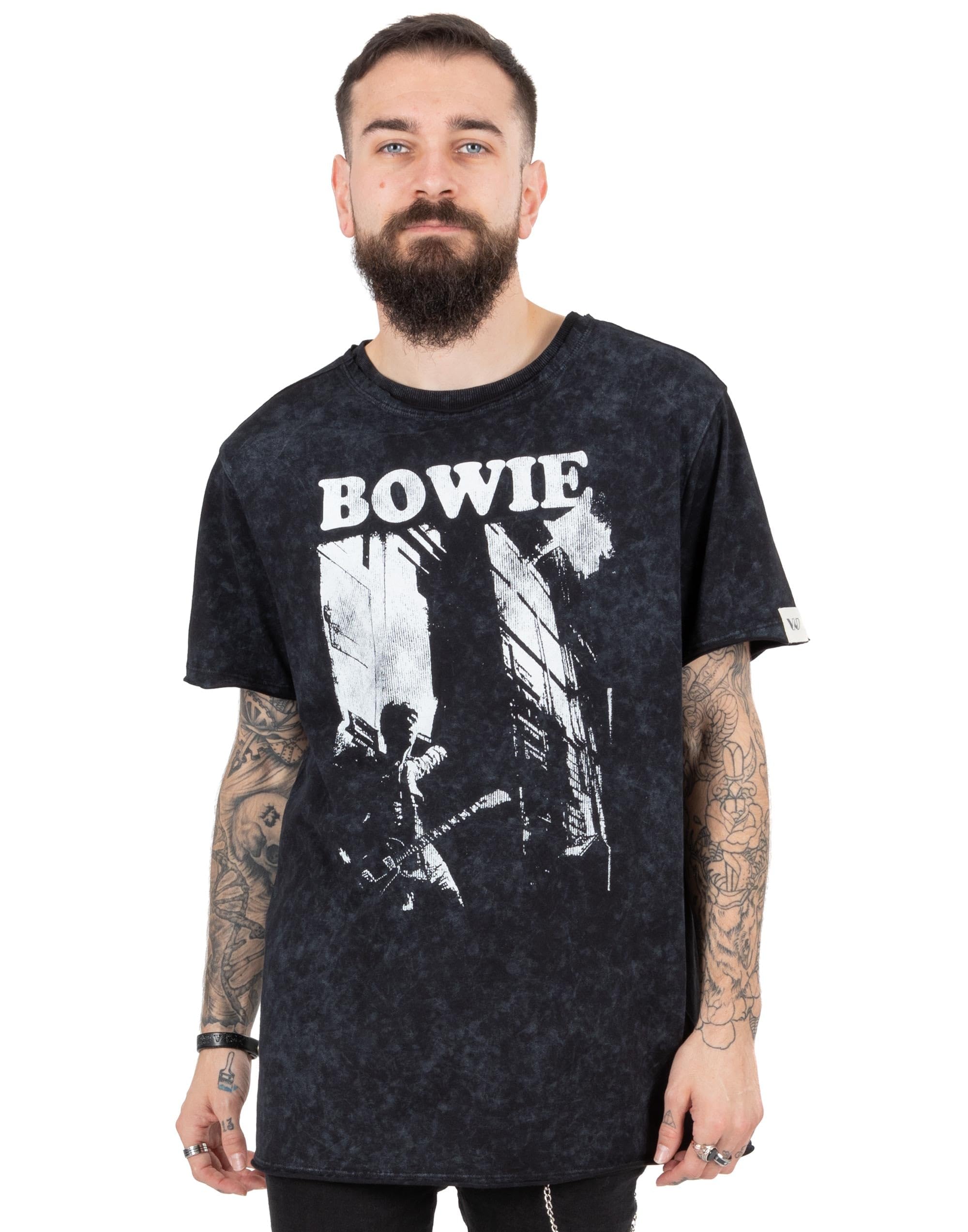 David Bowie Men's Black - Black T-Shirt For Wo & | Unisex Black Short Sleeve Rock Band Tee | Distressed Print Album Song Logo | Music Cd Gifts Merchandise 3XL