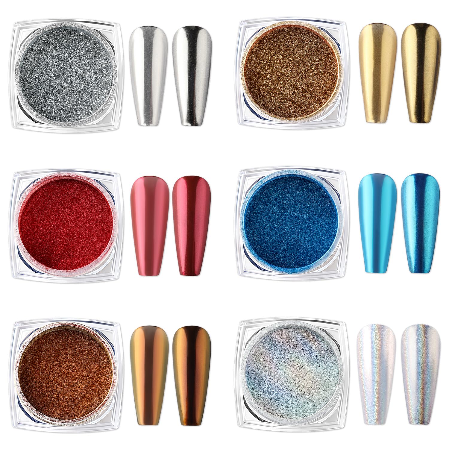 AIMEILI Upgrade Chrome Nail Art Mirror Effect Glitter Dust Shining Laser Powder Chameleon Holographic Nail Manicure Kit