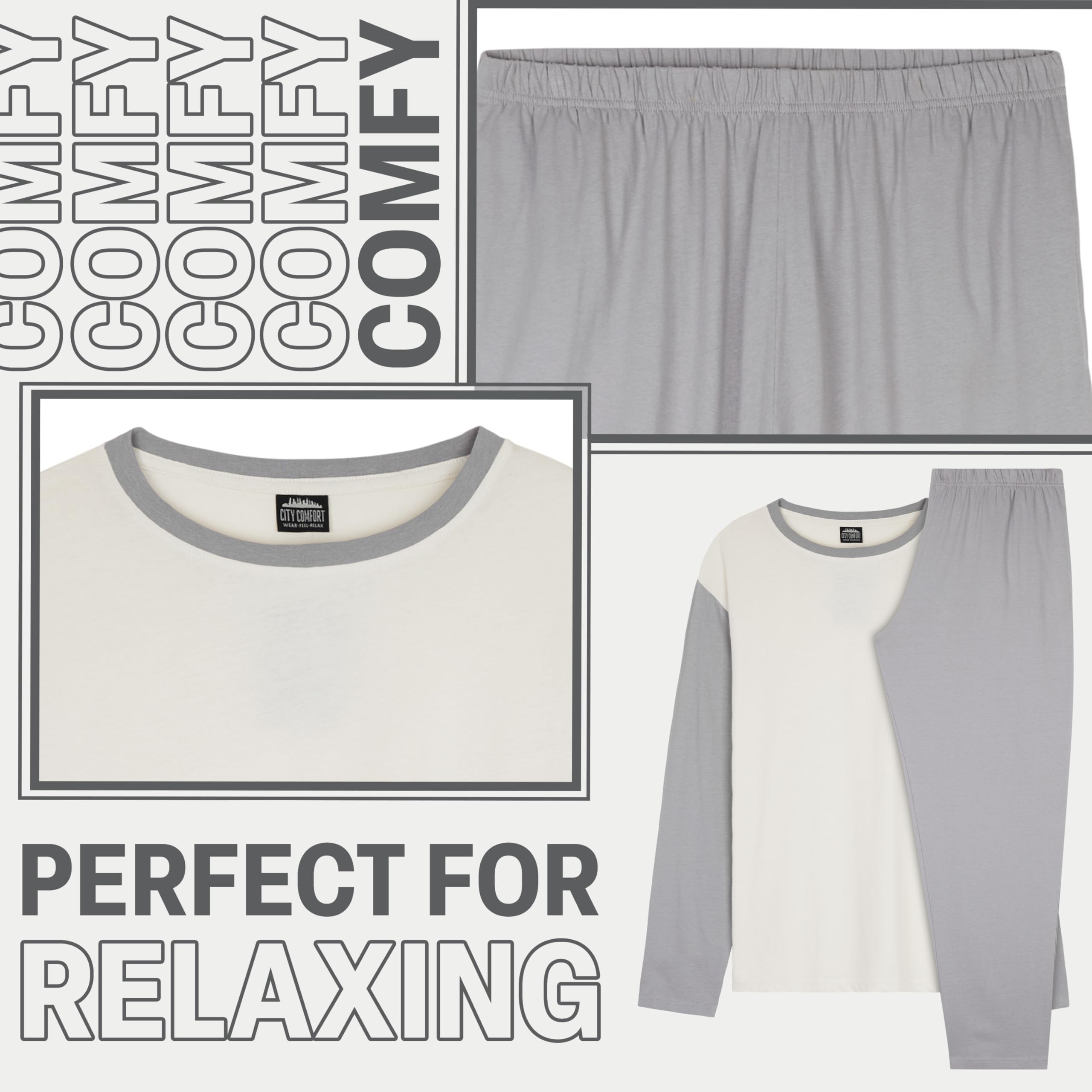 CityComfort Lungo Pigiama Uomo Set, Adulti Adolescenti Morbido 2 Pezzi Pigiama Caldo