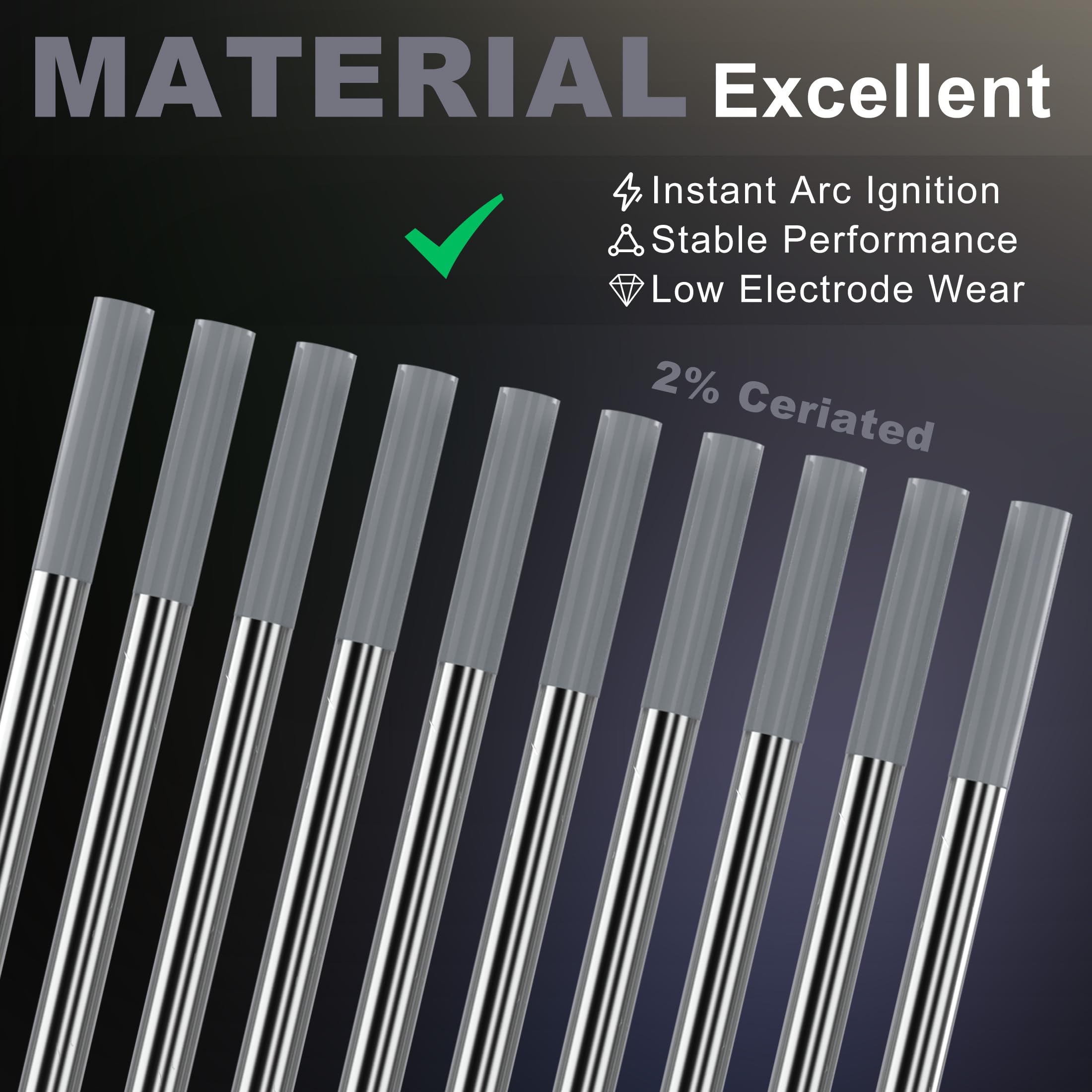 Electrodo de tungsteno gris de 3/32 pulgadas, electrodo de soldadura resistente