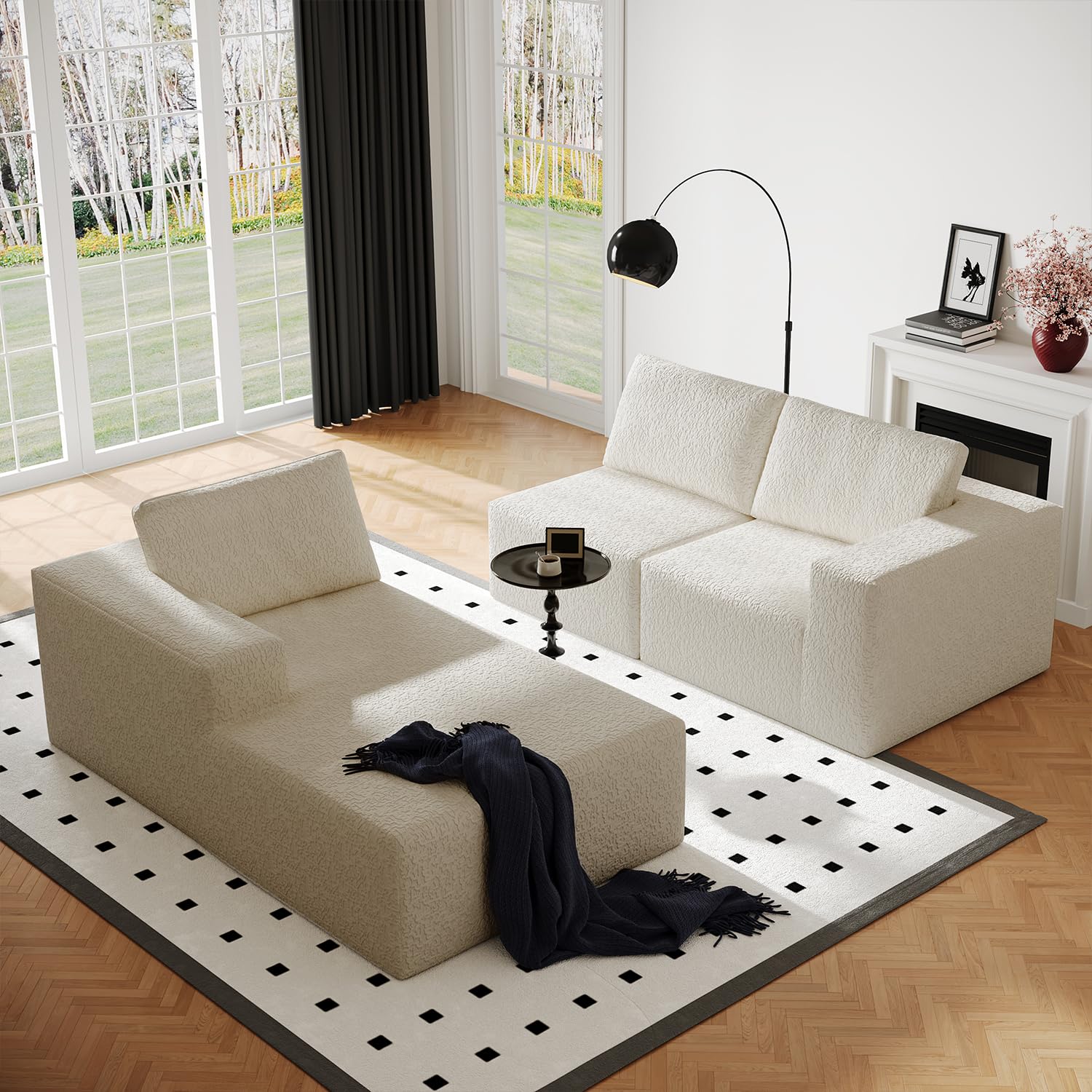 Sofá modular Cloud de 108 pulgadas con diván en forma de L, moderno sofá modular con asiento profundo, sofás de tela de punto ultra suave para sala de estar, no requiere montaje, diván orientado a la 7