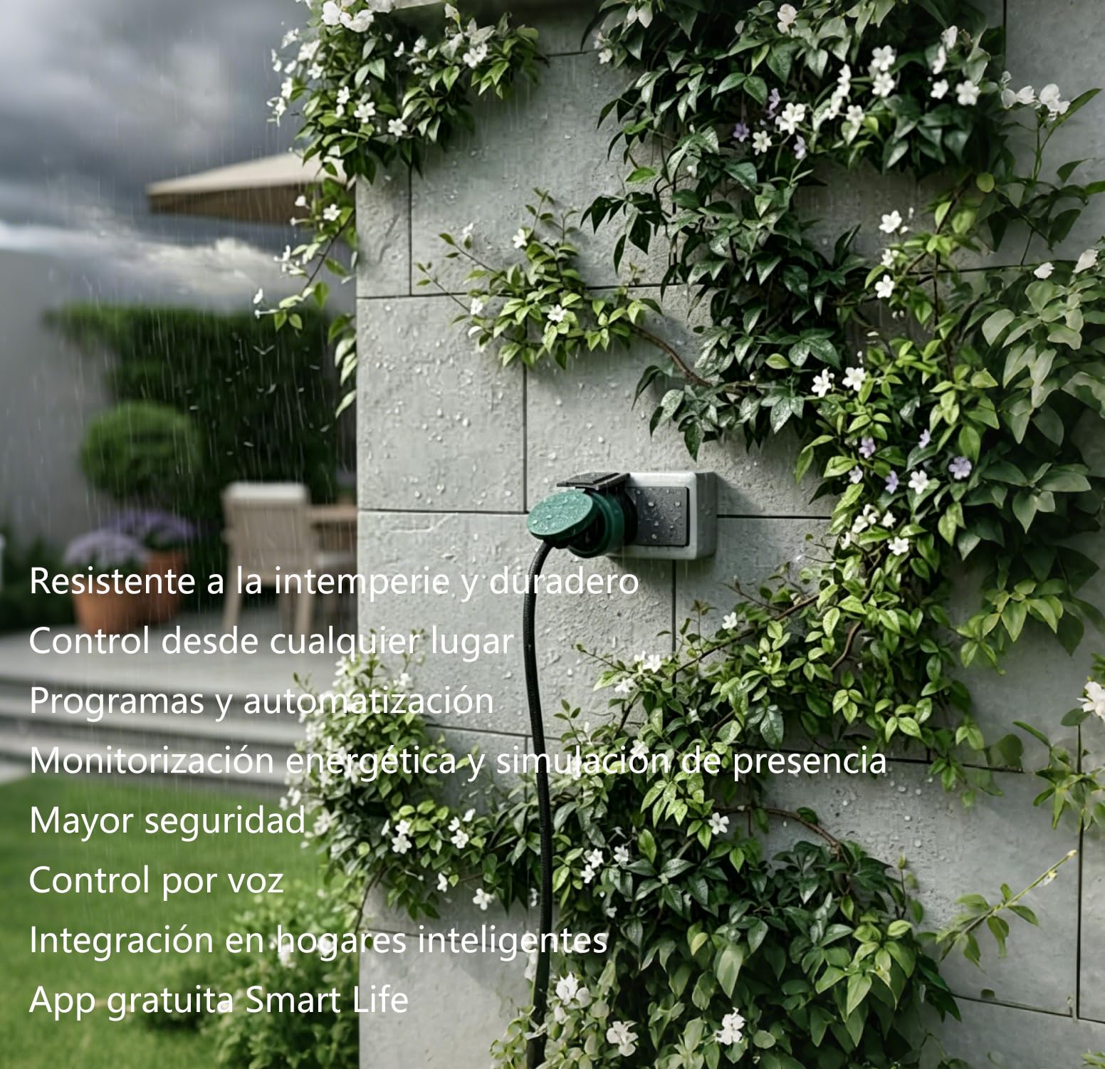 UCOMEN Enchufe inteligente para exterior con tecnología WiFi en un diseño compacto, controlable con Alexa, Google, outdoor smart plug, paquete de 4