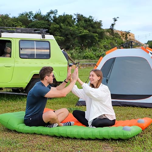 Miniatura 6 de Colchoneta de dormir para campamento, colchón de campamento de 78 x 26 pulgadas, colchoneta inflable ultraligera de 1.9 libras con almohada, bomba