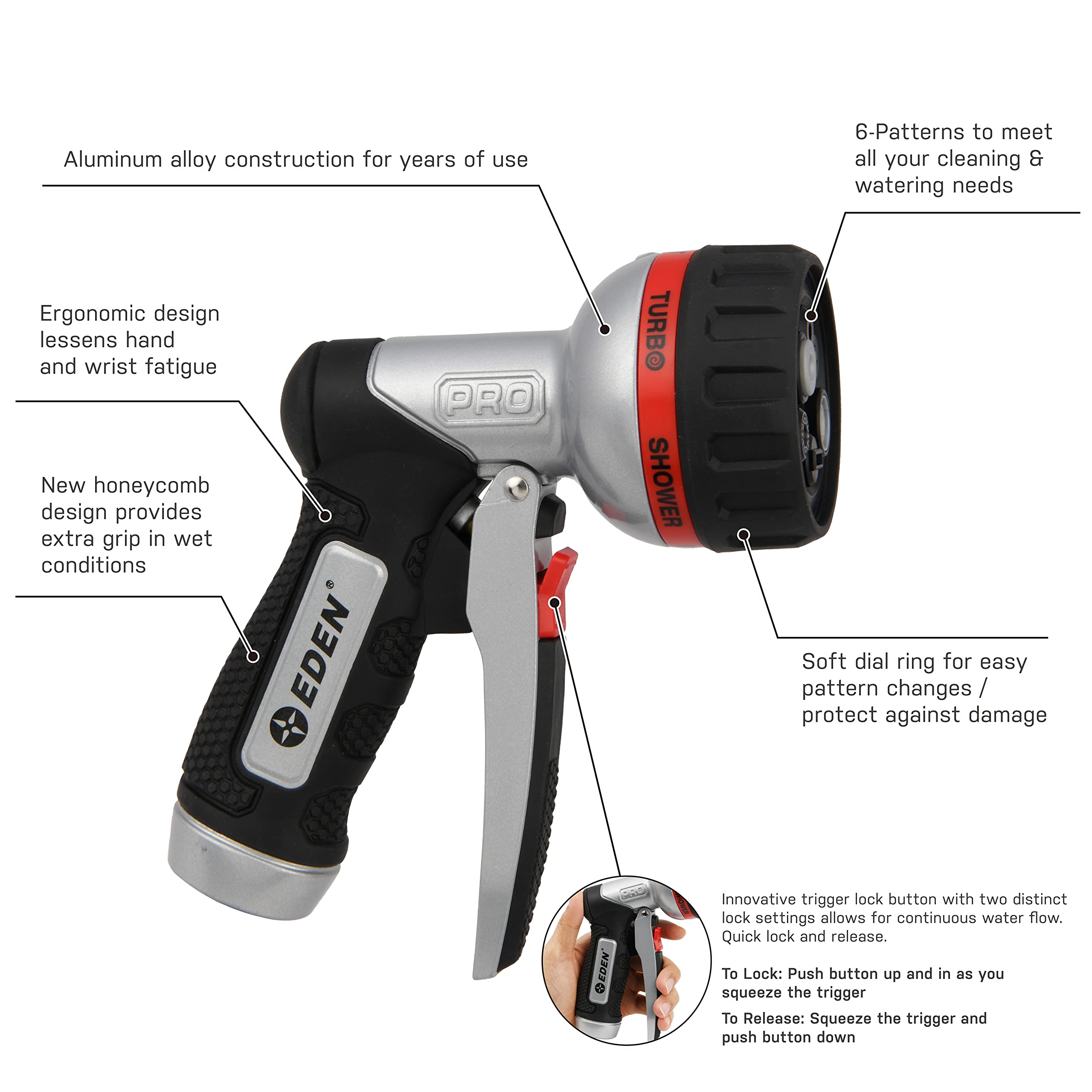 FANHAO Pistolet Arrosage 100% Metal Avec 8 Modes De Pulvérisation