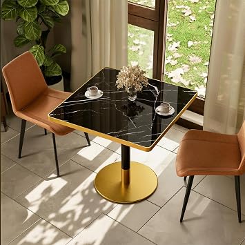 31.5" Square Tulip Table with Nero Marquina Vein Sintered Stone Top