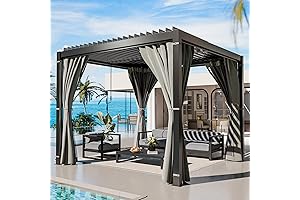 UDPATIO 10' x 10' Aluminum Pergola, Louvered Roof & Hidden Drainage