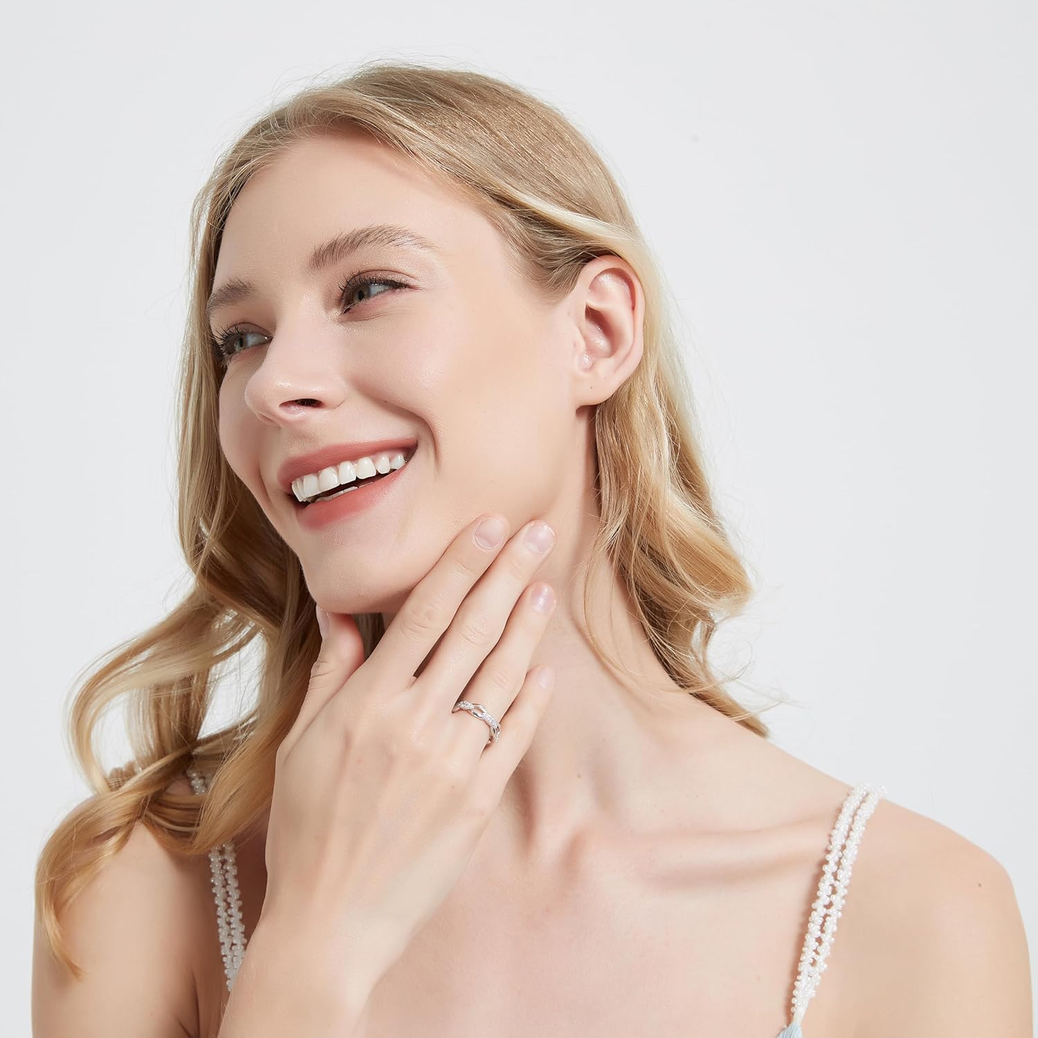 THELANDA Sterling Silver 5.5mm Vintage Infinity Interlocking Simulated Round Diamond or Genuine Moissanite Eternity Band Wedding Ring - Image 6