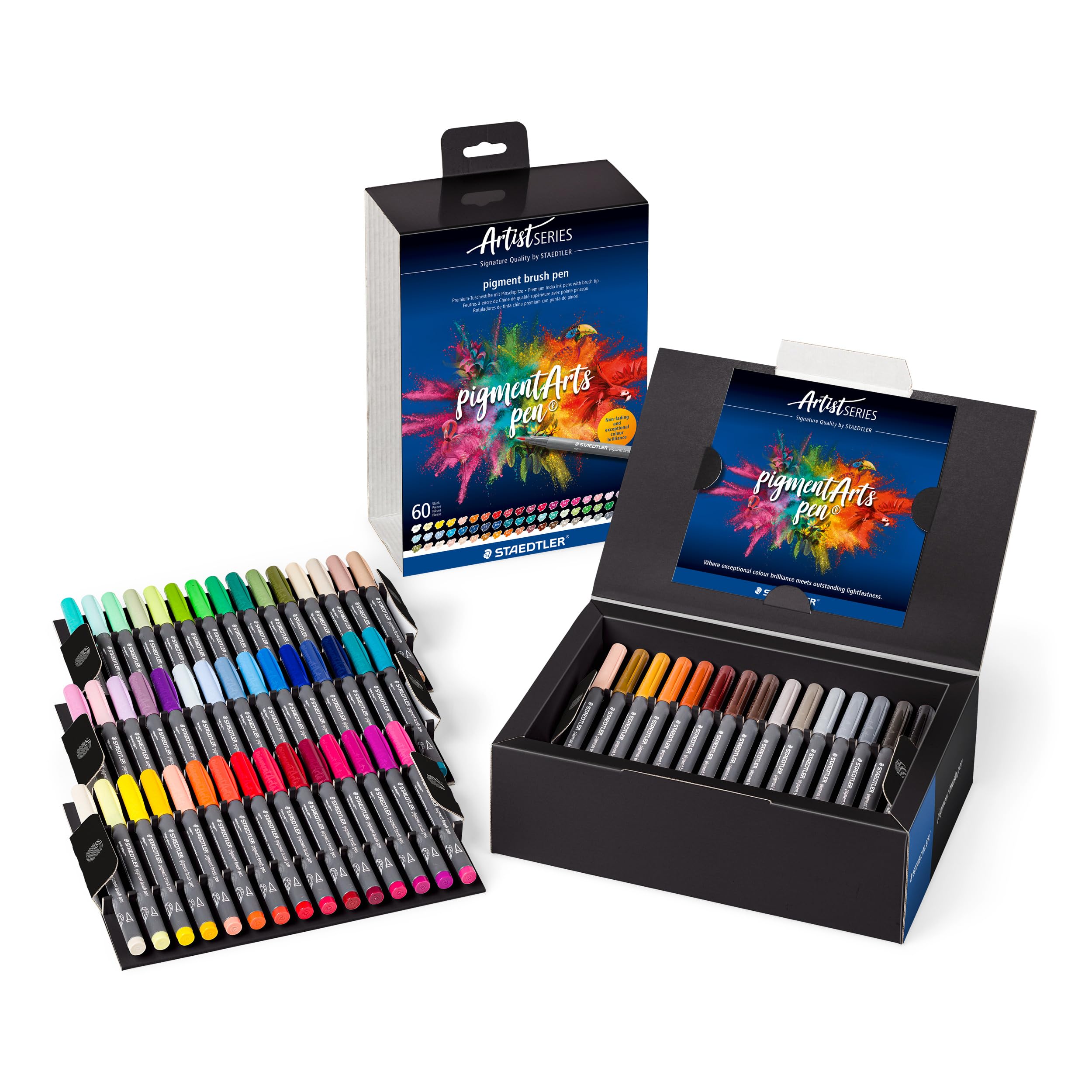 STAEDTLER Pigment Brush Pen 371 – 60er Set, Pinselstifte