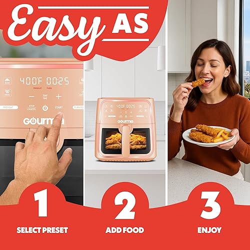 Miniatura 9 de Gourmia Freidora de aire de 8 cuartos de galón, 8 ajustes preestablecidos con pantalla digital, tecnología FryForce de 360, ventana de fácil visión