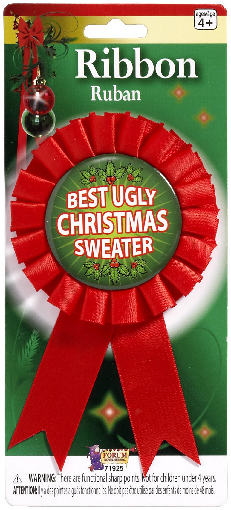 Forum NoveltiesWomen's Award Ribbon For Ugliest Christmas Sweater