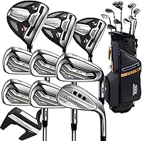 PGF Labs BD-77 14-Piece Complete Golf Club Set Men Women Regular Flex Forgiving Driver Hybrids Irons Putter Bag