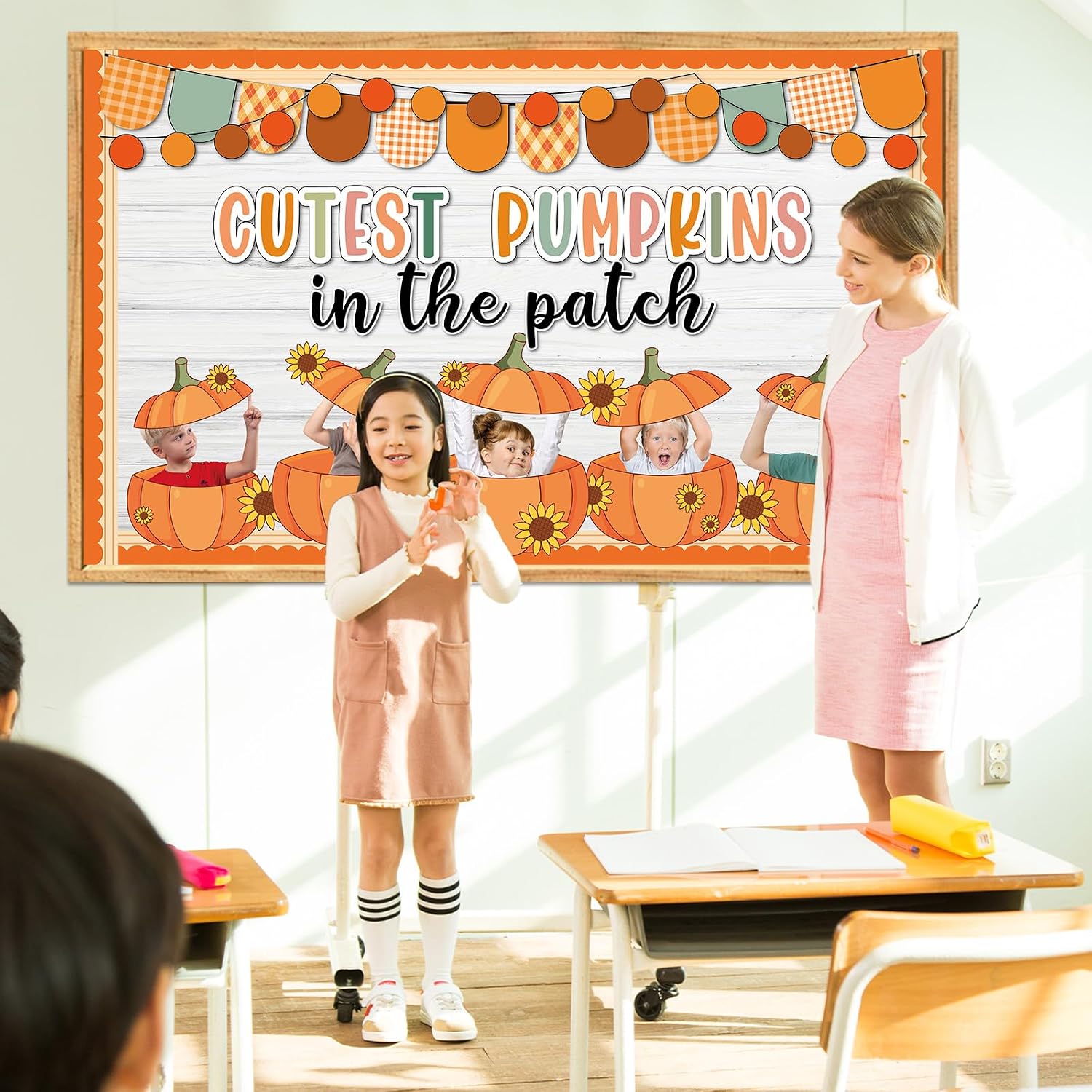 Thanksgiving Pumpkin Bulletin Board Decorations Set Fall paper Cutout DIY Photo Craft Autumn Cutest Pumpkins in The Patch Bulletin Board for Classroom School Office Chalkboard Wall Door Party Supplies image 5