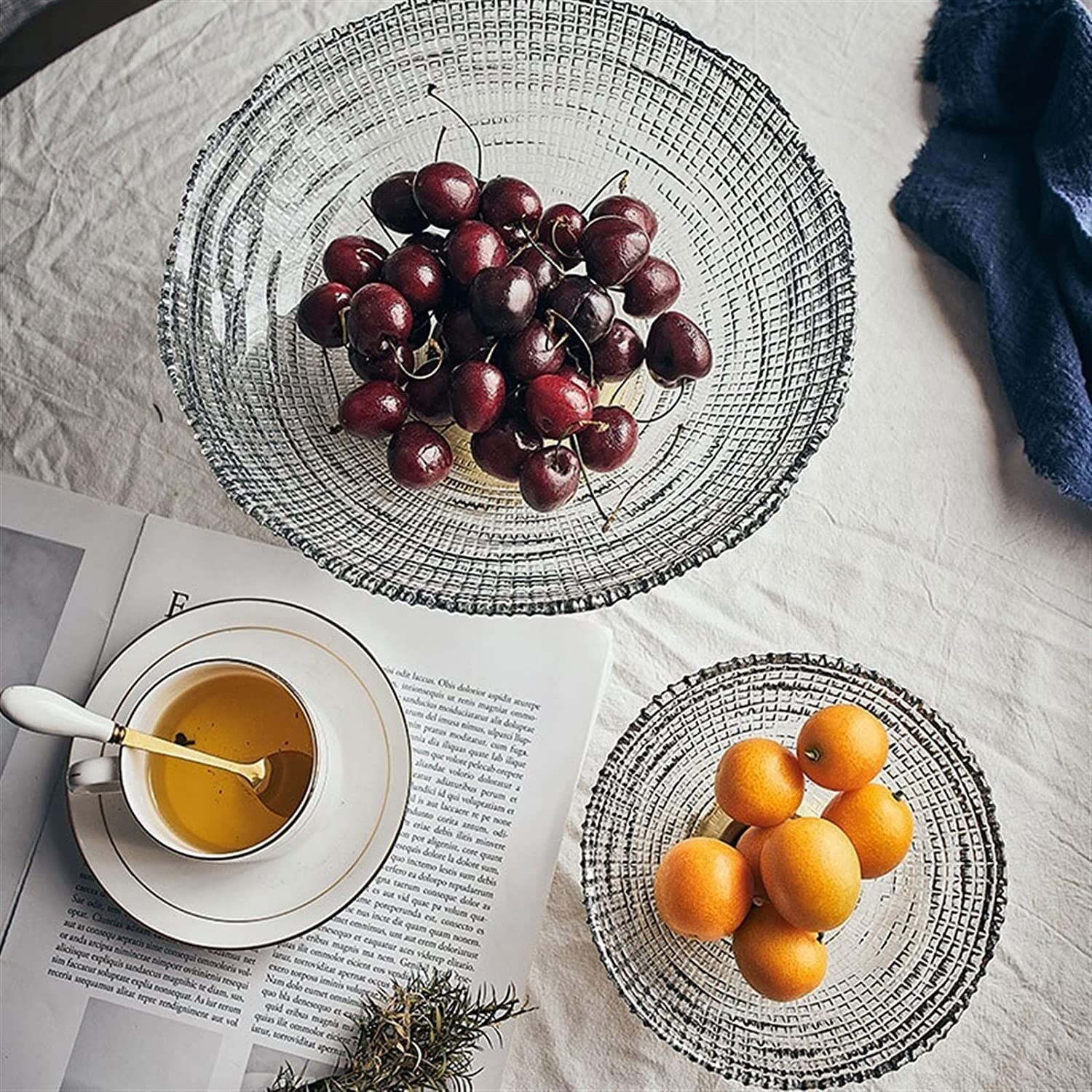 Kosz na Owoce Patera na Owoce Miska na Owoce Szklany Talerz Na Owoce Płytki Talerz Sypialnia Salon Miska Na Owoce Home Decor Miska Koszyk na Owoce(G,14.8 * 7.3cm)