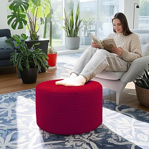 Miniatura 14 de Reposapiés Otomano Relleno Redondo Bohemio Puf de Suelo Asiento Sillón Otomano Reposapiés Taburete de Suelo Cojín de Suelo Saco de Frijoles Puf