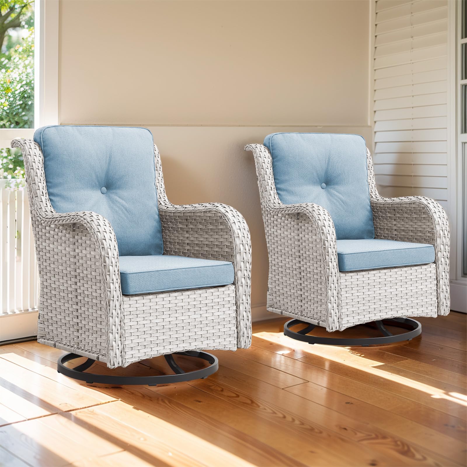 Amazon.com: moosprr Swivel Rocker Patio Chairs：2 Pieces Patio Swivel ...