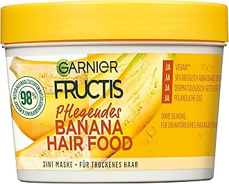 Hair Mask, Nourishing Banana Hair Food, Hairfood Moisturising 3-in-1 Mask, for Dry Hair, Nourishes and Gives Hair More Smoothness, Fructis, 390 ml