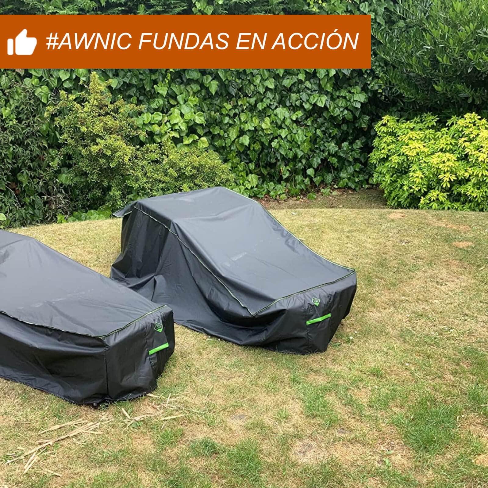 AWNIC Funda Protectora de 2 Piezas Tumbona de jardín, Funda para Tumbona de ratán, Impermeable 420D, 200 x 75 x 40/70 cm