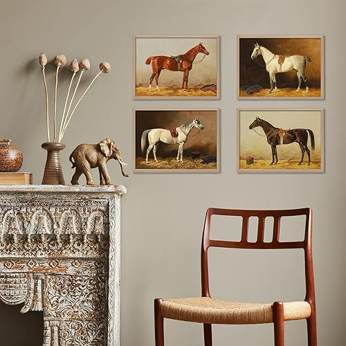 Miniatura 5 de Decoración de pared ecuestre  Juego de 4 pósteres de vaqueros occidentales para decoración de cafetería, bar, arte de pared para el hogar, regalos