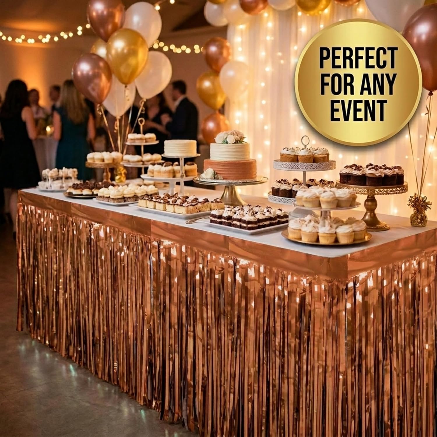Anderson’s Deluxe 2‑Ply Metallic Copper Fringe,15" x 10' High‑Impact Event Garland for Parades, Proms, Graduations, Parties, Stages, Photo Backdrops & Indoor/Outdoor Decorations