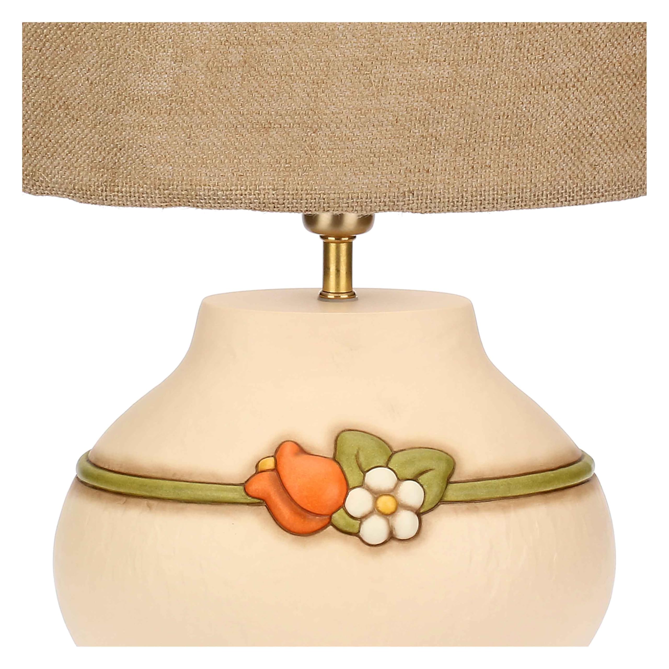 Thun Lampada con Fiori Media Ceramica, Paralume in Cotone ignifugo e Poliestere, Struttura Paralume in Ferro Verniciato, Collezione Country Bloom, 22,1 x 17,1 x 20,9 cm