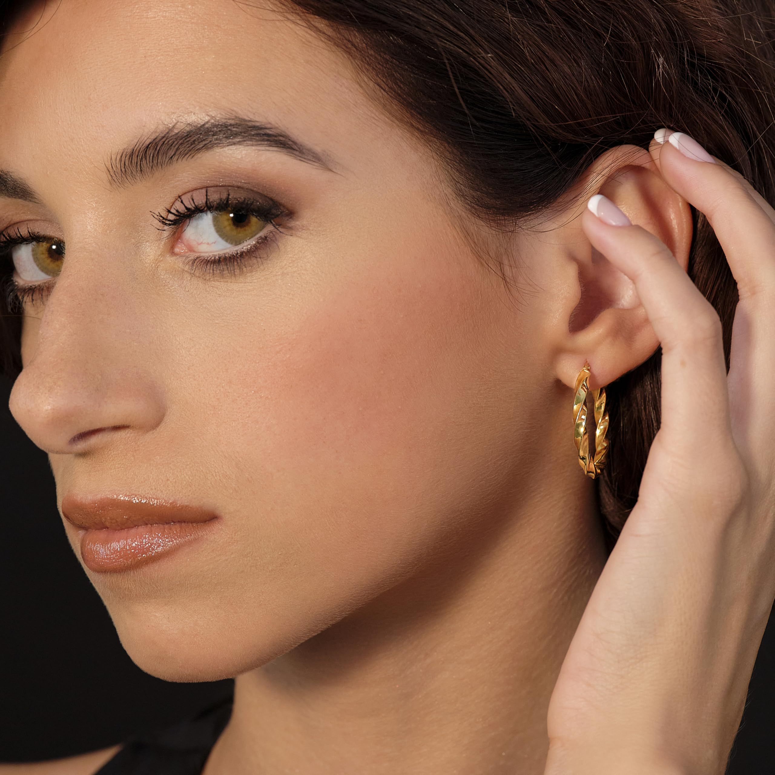 MIORE Schmuck, Ohrringe Silber 925- Silber Vergoldet 18K Gold, Creolen Silber mit Oder Ohne Zirkonia, Gekreuzte Kreolen, Runde Hoops Ohrringe Damen, Ohrschmuck