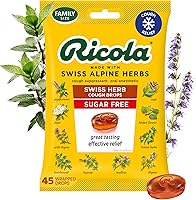 Ricola Sugar-Free Swiss Herb Cough Drops with Menthol - Natural Relief for Cough & Sore Throat, 45 Ct Lozenges