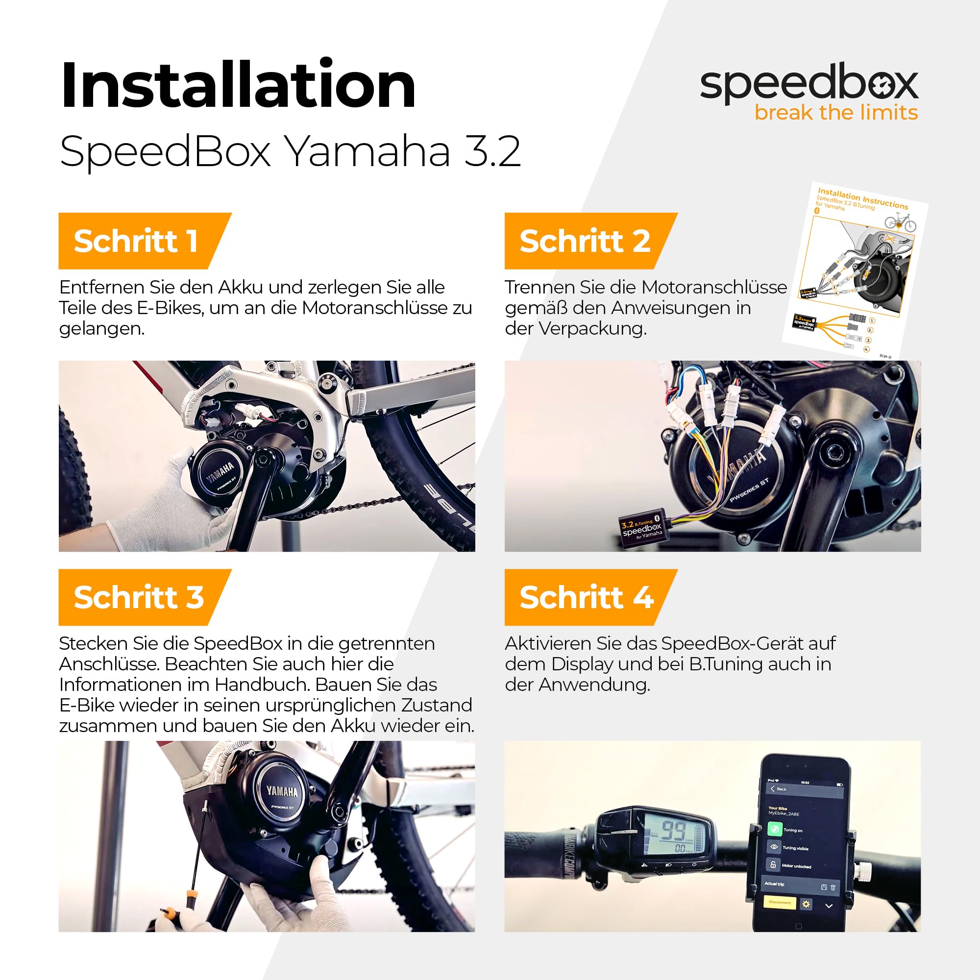 SpeedBox 3.2 Kompatibel mit Yamaha-Motoren PW-X, SE, TE, X2, ST/E-Bike-Tuning-Chip (SB32_Y)