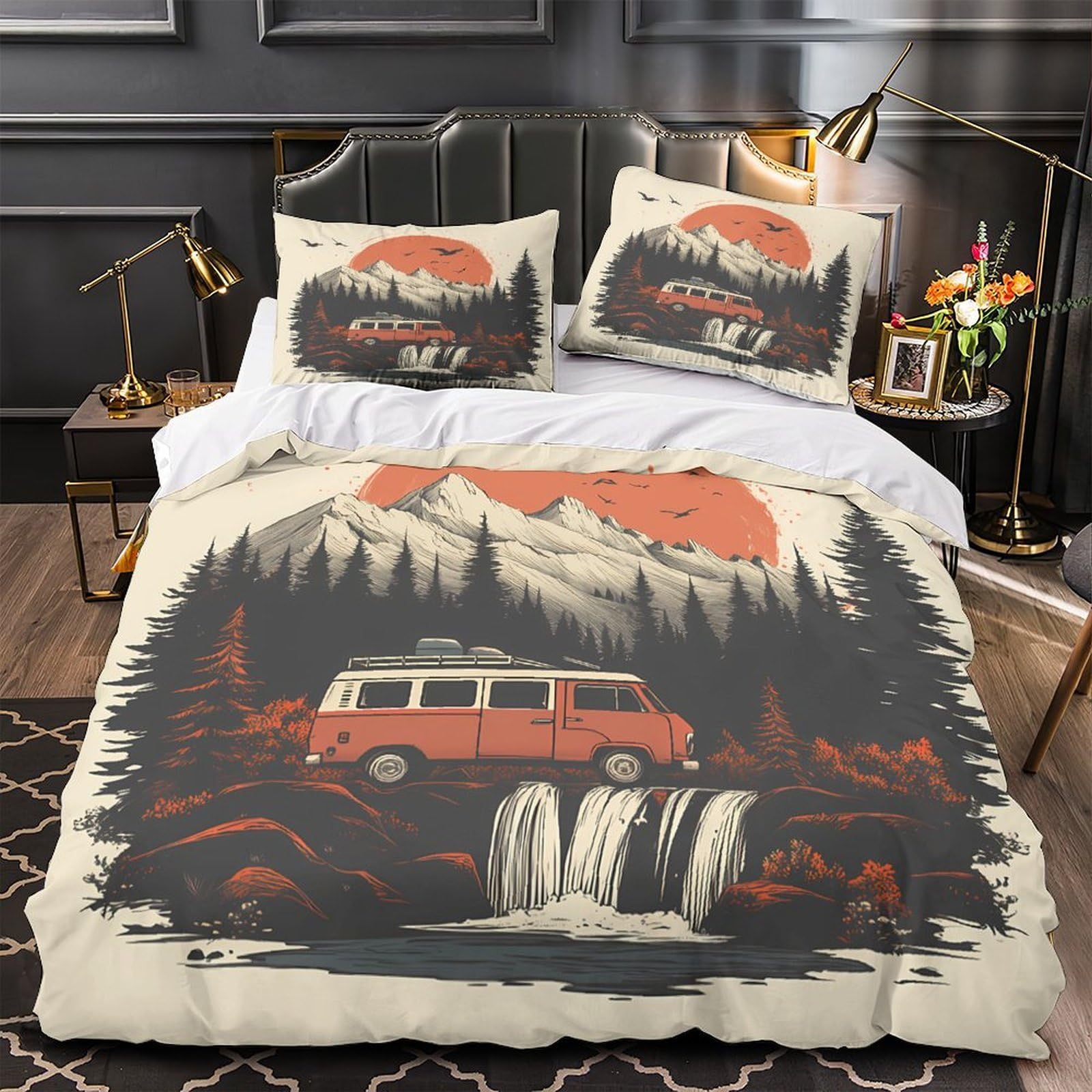 Housse de Couette Coq Vintage 220x240cm en Microfibre