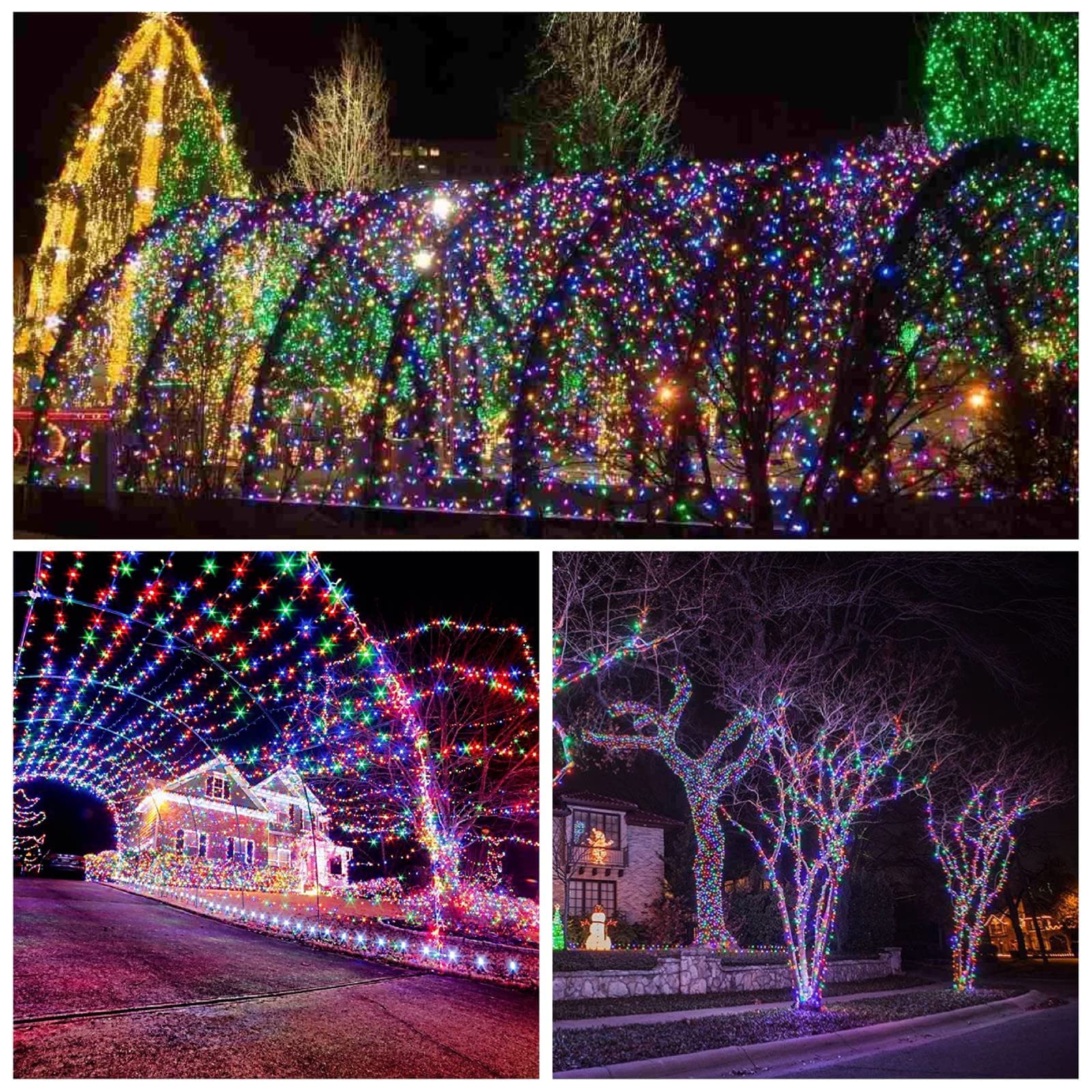 Extra-Long 144FT Solar String Lights for Outside, 2 Pack 400LED Solar Christmas Lights Outdoor, Waterproof Copper Wire with 8 Modes Twinkle Fairy Lights for Tree Garden Party Xmas Decor (Multicolor)