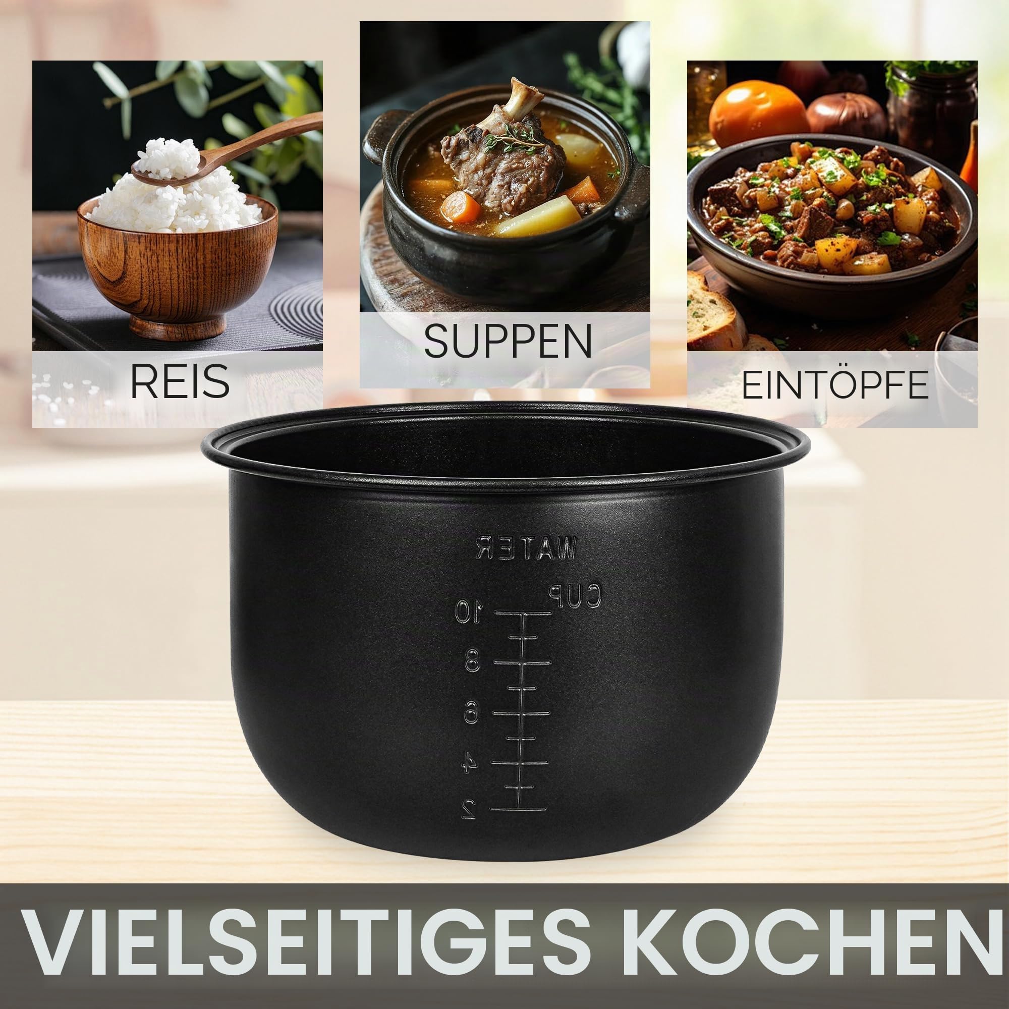 Linkidea Reiskocher-Innentopf aus Aluminiumlegierung, kompatibel mit Tiger JBV-A18U-W und COSORI CRP-R501IP-KUS, spülmaschinenfest, Ersatzschüssel