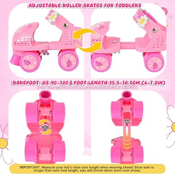 SULIFEEL Kids Adjustable Quad Roller Skates for Girls and Boys