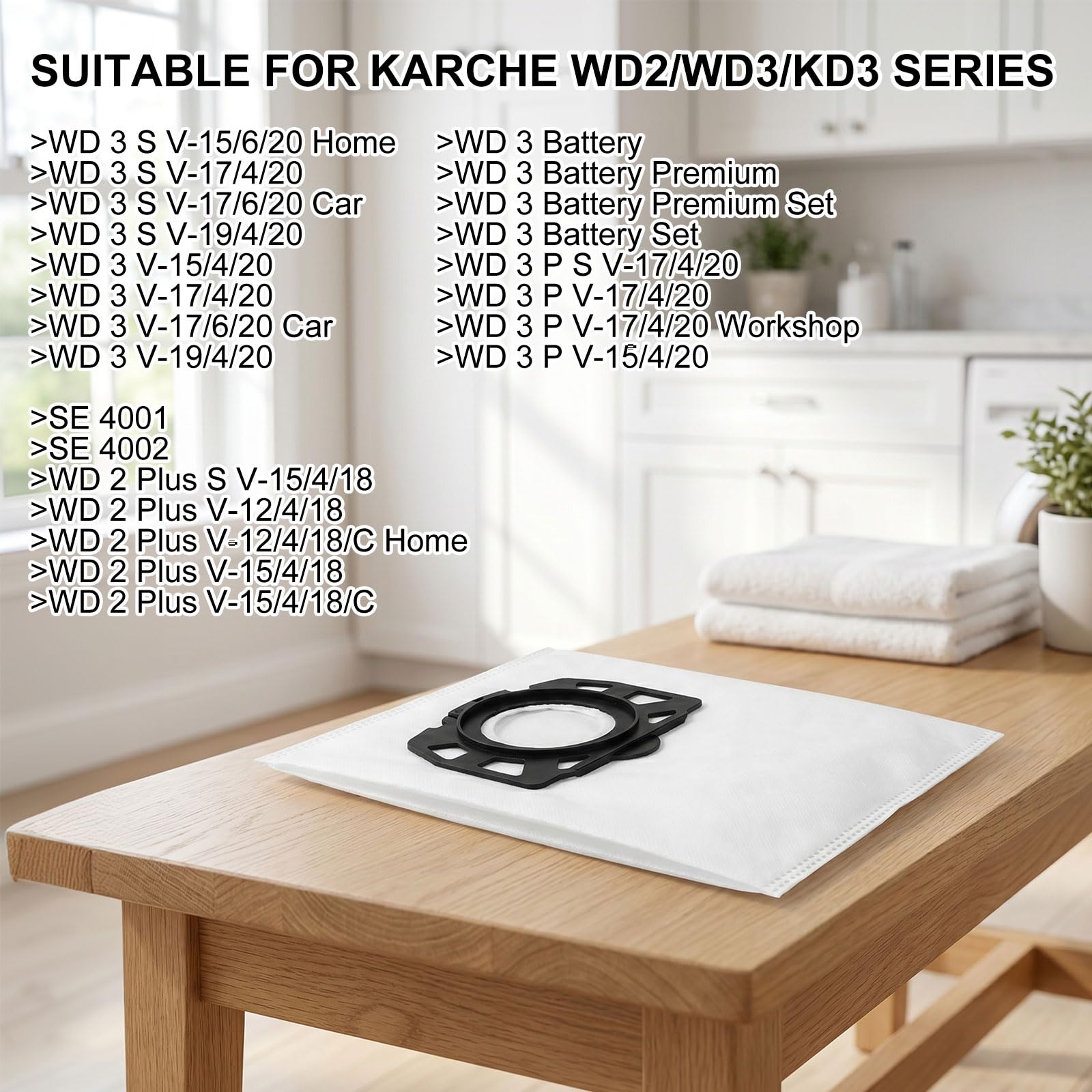 5 sztuk worki do odkurzacza, worki do odkurzacza do Kärcher WD2 WD2 Plus WD3 KWD1 KWD2 KWD3 SE4001 SE4002, odporne na rozdarcie worki filtra Vlies do odkurzacza do odkurzacza mokrego i