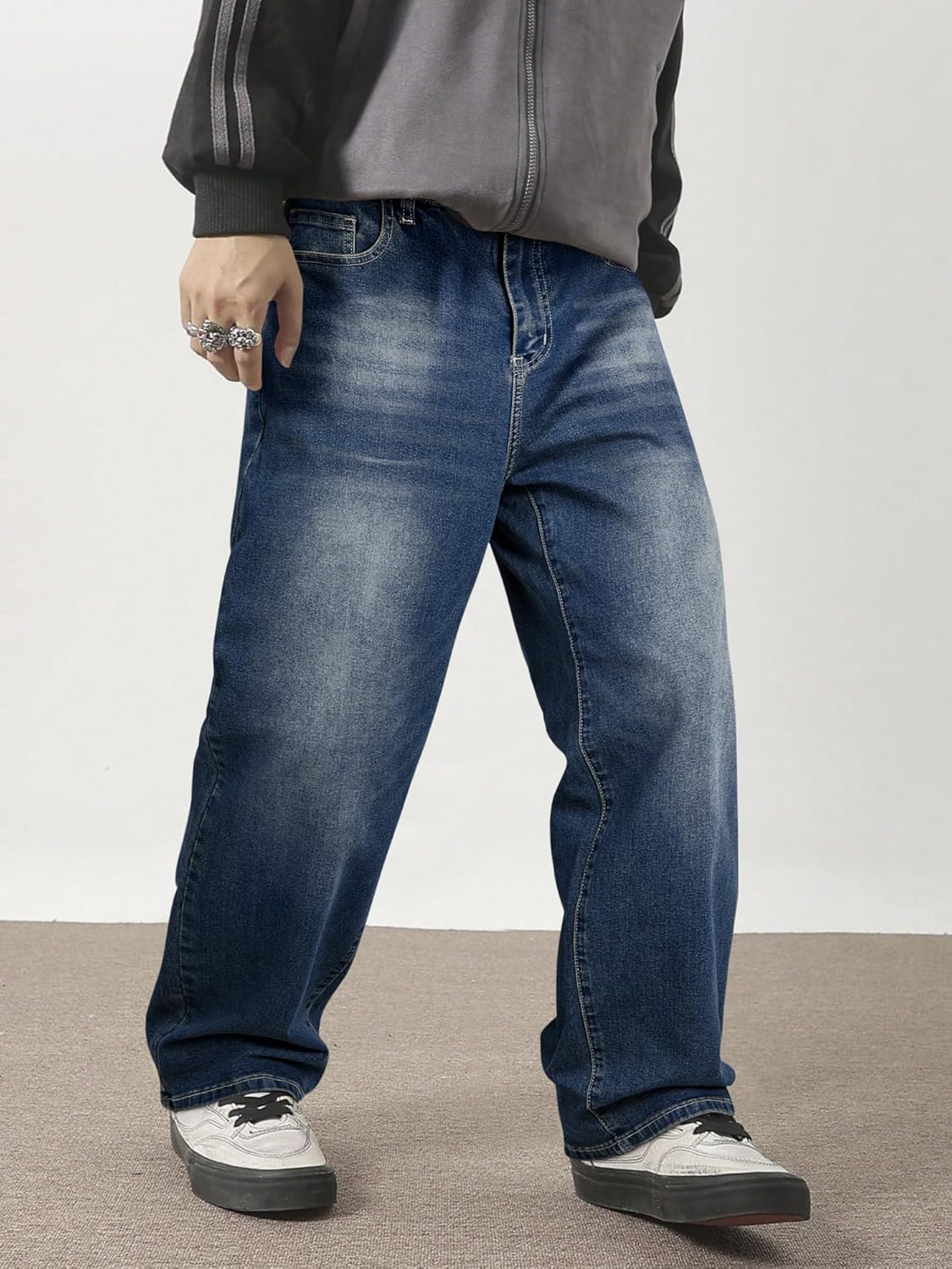 JMIERR Men's Baggy Jeans - Wide Leg Loose Fit Denim Pants for Hip Hop Streetwear & Y2K Skater Style with Pockets - Image 8