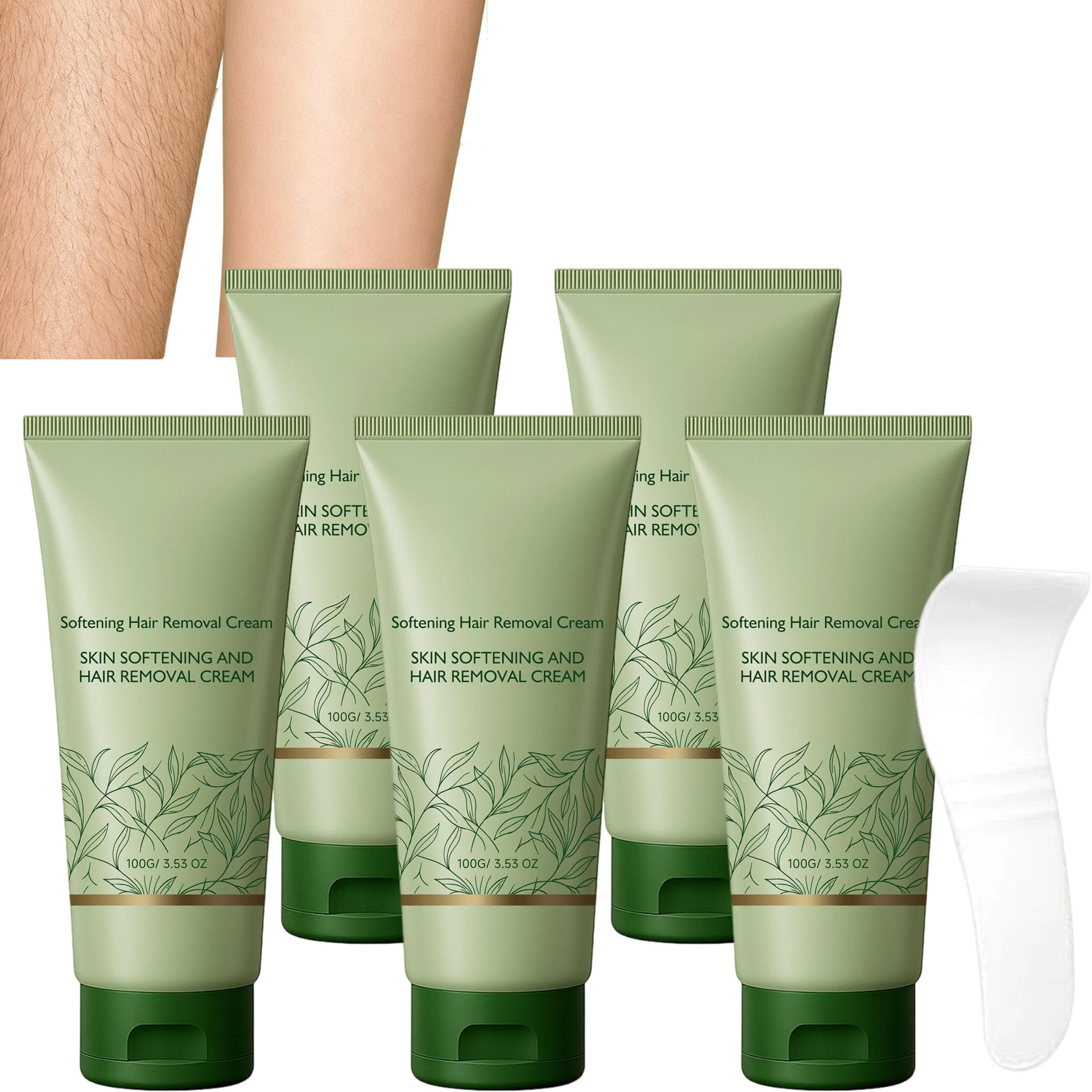 Crema Depilatoria Per Pelle Sensibile, Crema Depilatoria Dolce Con Aloe Vera E Camomilla, Cream Depilatory Per Il Viso E Il Corpo Con Spatola, Depilazione Del Viso, Depilazione Depilazione (5Pcs)