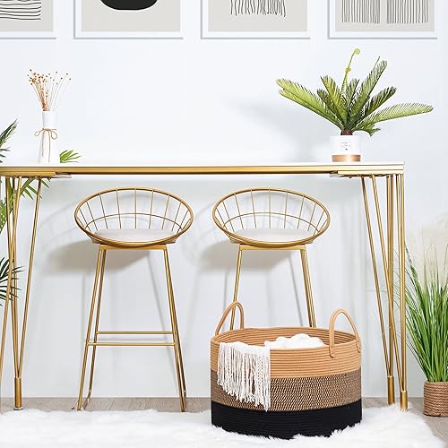 Miniatura 7 de MINTWOOD Design Cesta de manta extra grande de 22 x 14 pulgadas, cesta de lavandería tejida, cestas de almacenamiento de juguetes, cesta decorativa