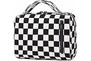 Corduroy Checkered Travel Cosmetic Bag