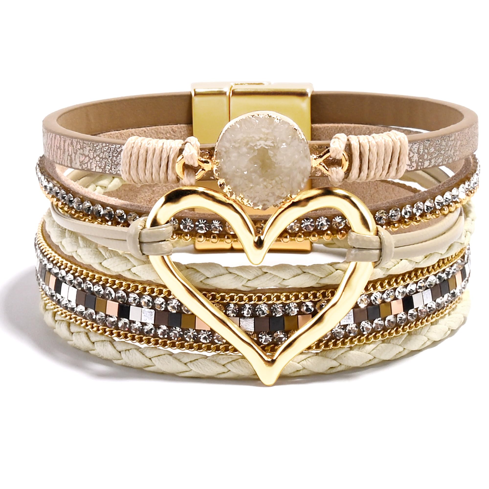 VIBILIA Boho Leather Wrap Bracelets for Women Multi-Layer Bracelets with Strong Clasp Jewelry for Women