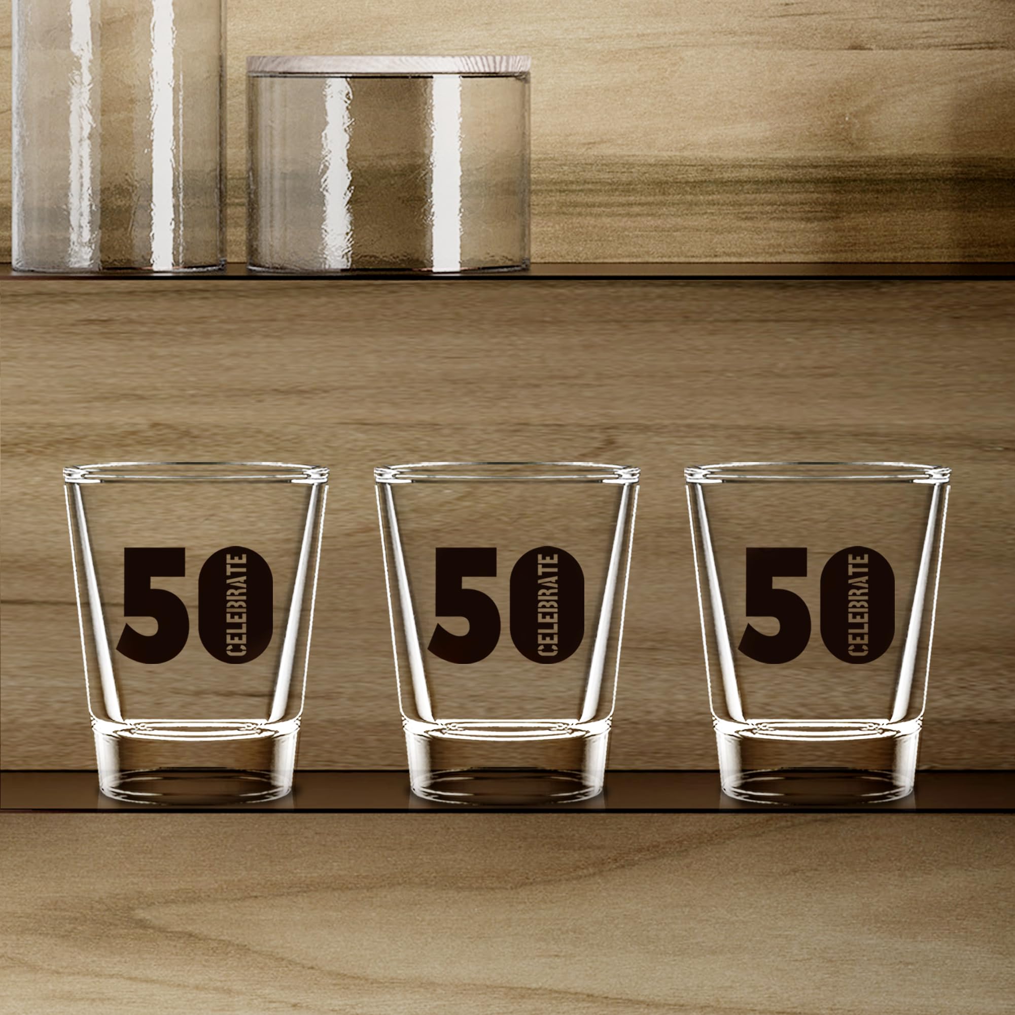 Juego de 6 vasos de chupito de 50 cumpleaños, 1.5 onzas, 50 vasos de chupito transparentes con base pesada, decoraciones de cumpleaños para mujeres, hombres, regalos divertidos de cumpleaños