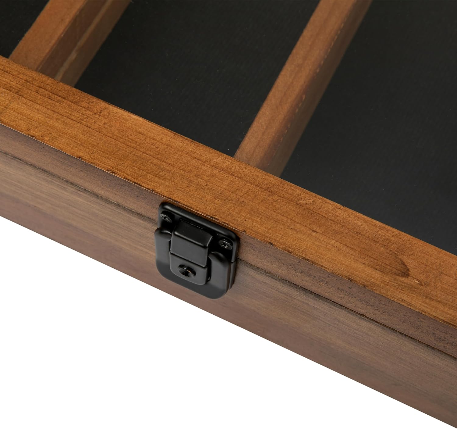 HBCY Creations 11x14 Rustic Brown Medals Display Case with Removable Shelves - Solid Wood with Acrylic Window - Anti-Theft Lock 2 Keys - for Mementos and Keepsakes