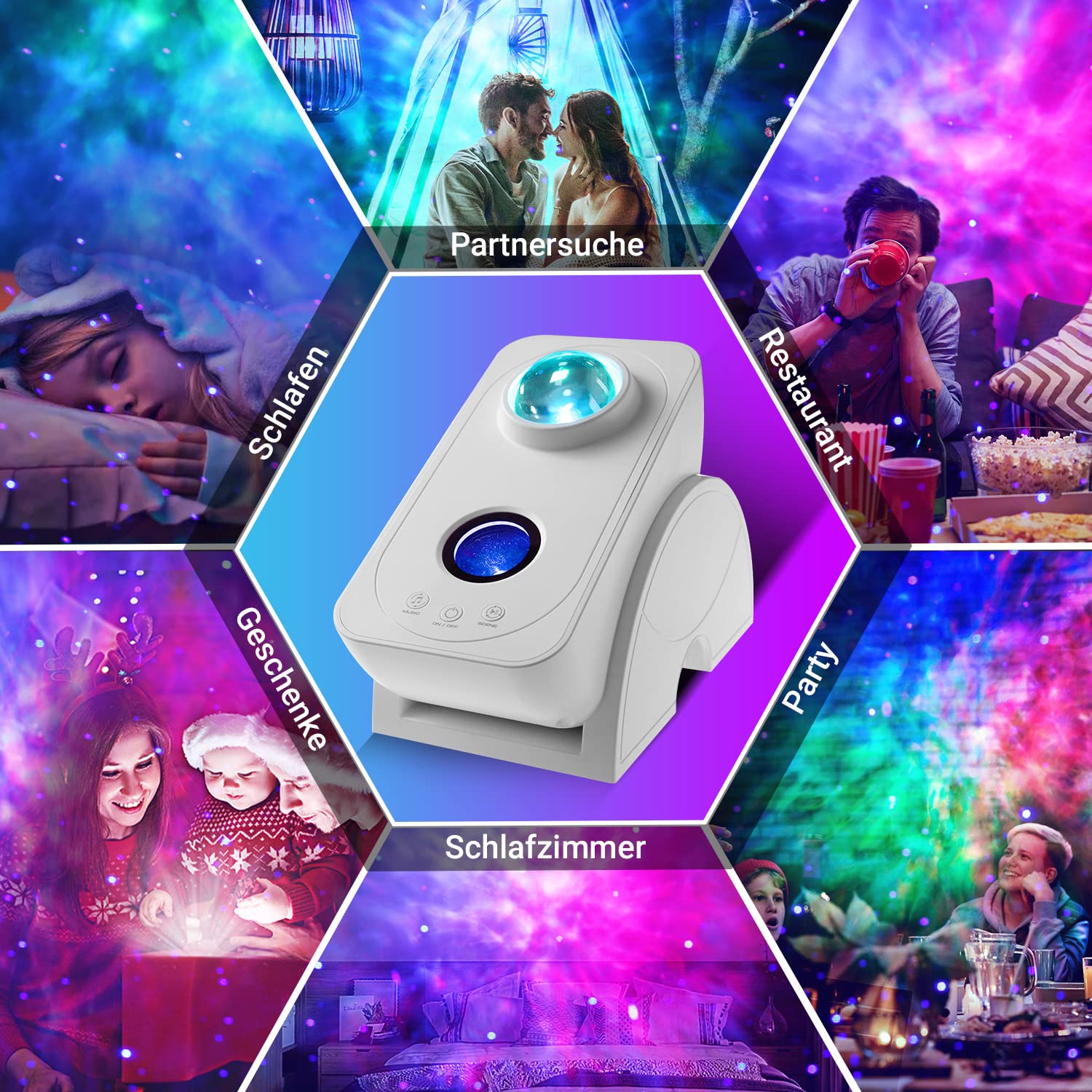 Blubbel LED Sternenhimmel Projektor, WLAN Sternenprojektor, 3D Galaxy Lampe Nachtlicht, App-/ Sprachsteuerung, Star Projector, Sternenlicht Galaxie, Alexa/Google kompatibel, Baby, Kinder, Schlafzimmer