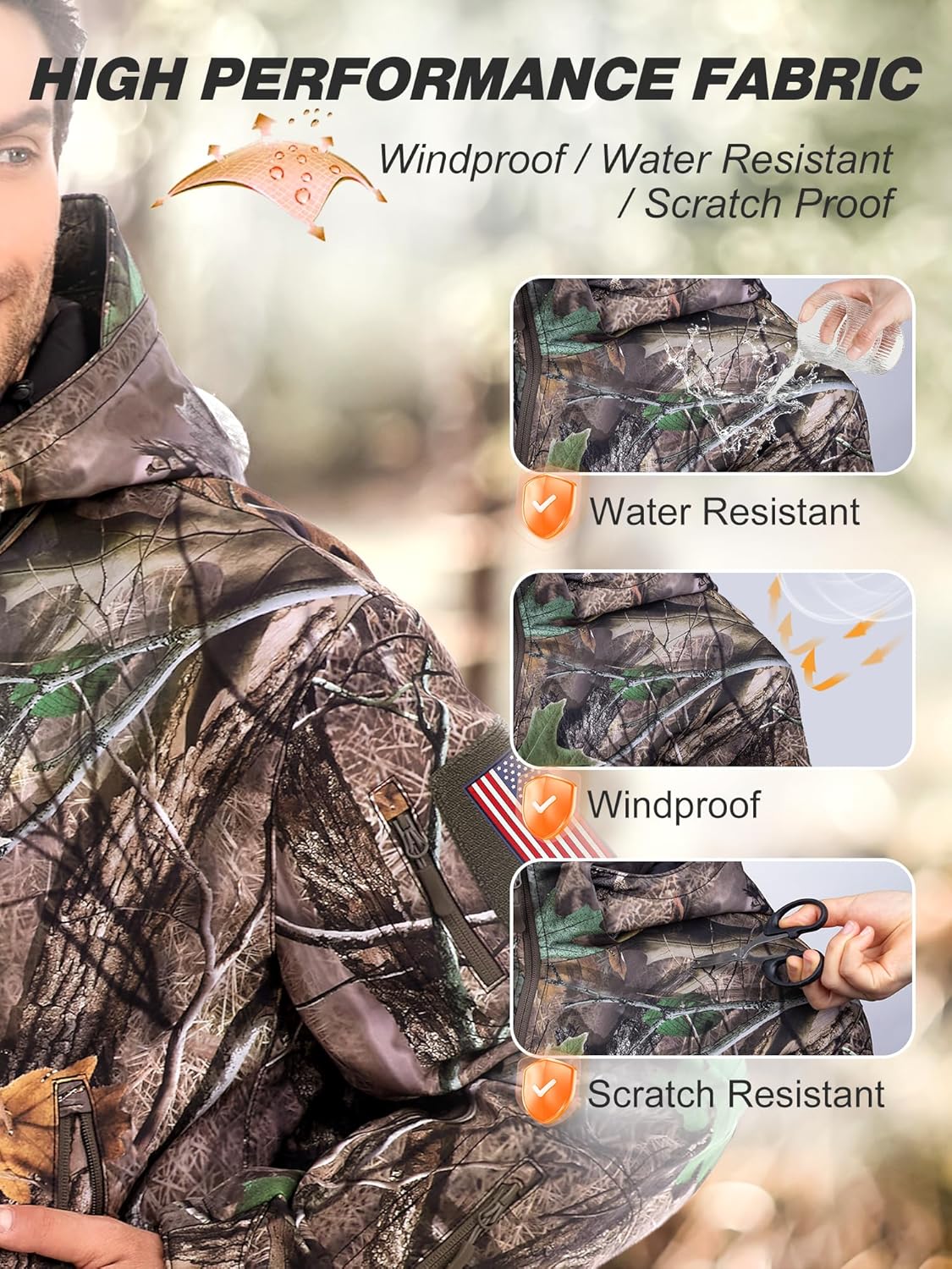 Heated Jackets for Men with 12V/20000mAh Battery Pack, Men's Soft Shell Winter Jacket, Outdoor Electric Heated Coat - Image 5