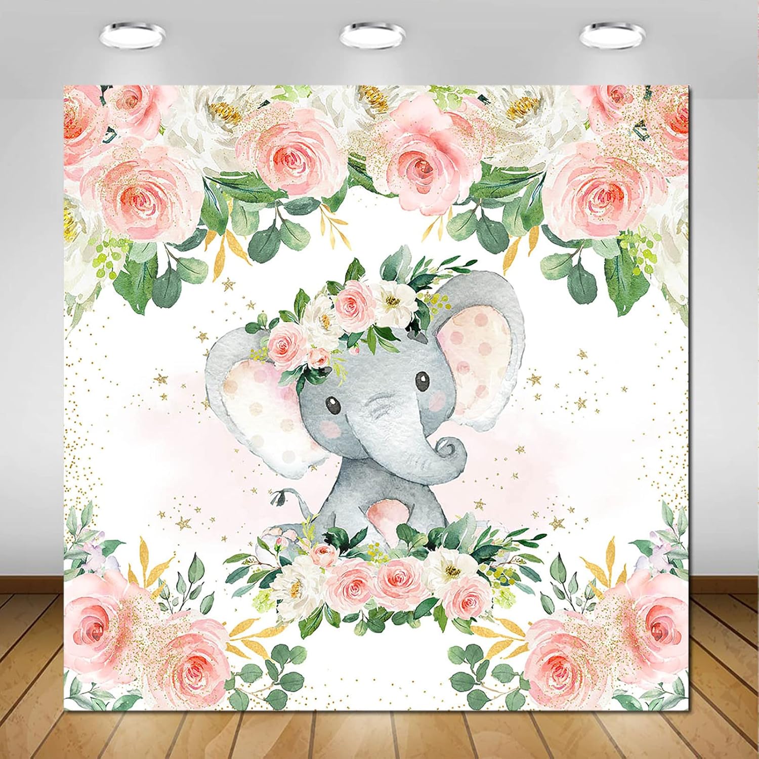 Avezano Elephant Baby Shower Backdrop for Girl Elephant Theme Baby Shower Decoration Photography Background Blush Pink Floral Elephant It's a Girl Party Photoshoot Supplies (7x5ft)