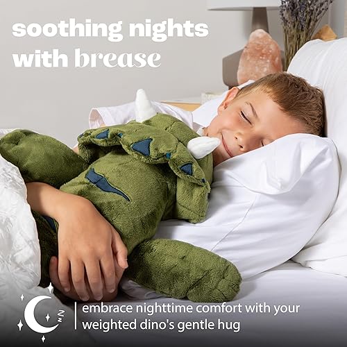 Miniatura 5 de Brease Animal de peluche con peso, dinosaurio verde de 25 pulgadas, 5 libras, felpa pesada