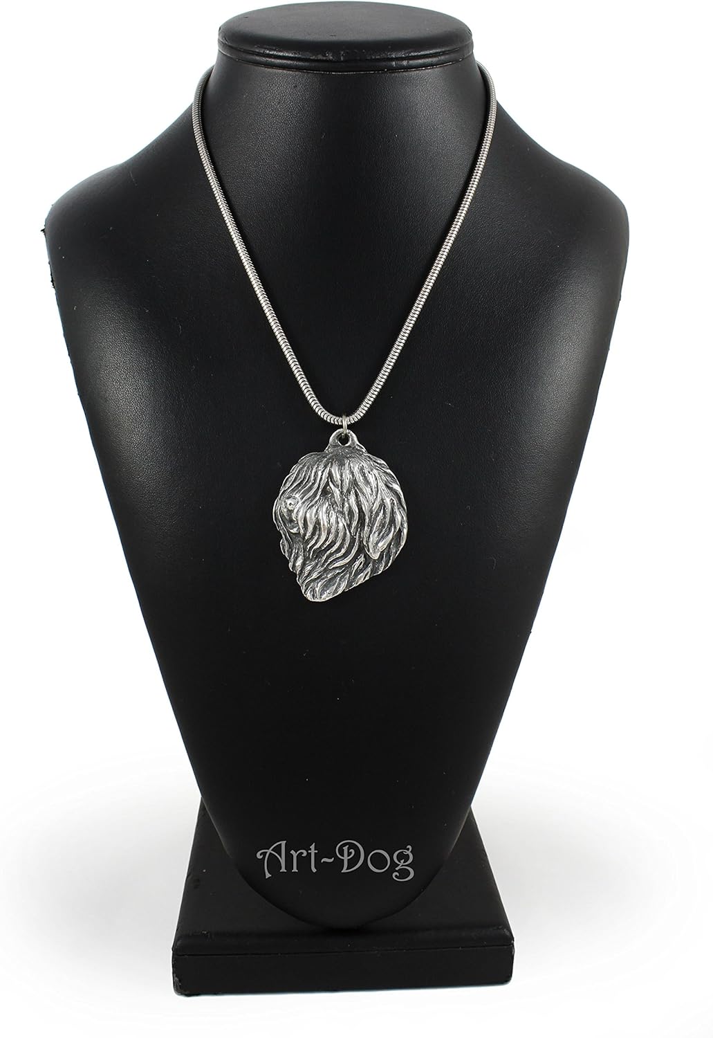 Art-Dog Collection Dog Pendant on Silver Thread - Handmade Dog Necklace with ZnAl Base and Silver Coating – Silver Dog Necklaces for Men and Women – Dog Breeds Jewelry – Polish Lowland Sheepdog (PON)