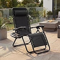 Vista 2 de Best Choice Products - Juego de 2 sillas reclinables y ajustables de malla y acero, sillas con sensación gravedad cero con cojines y bandejas Negro