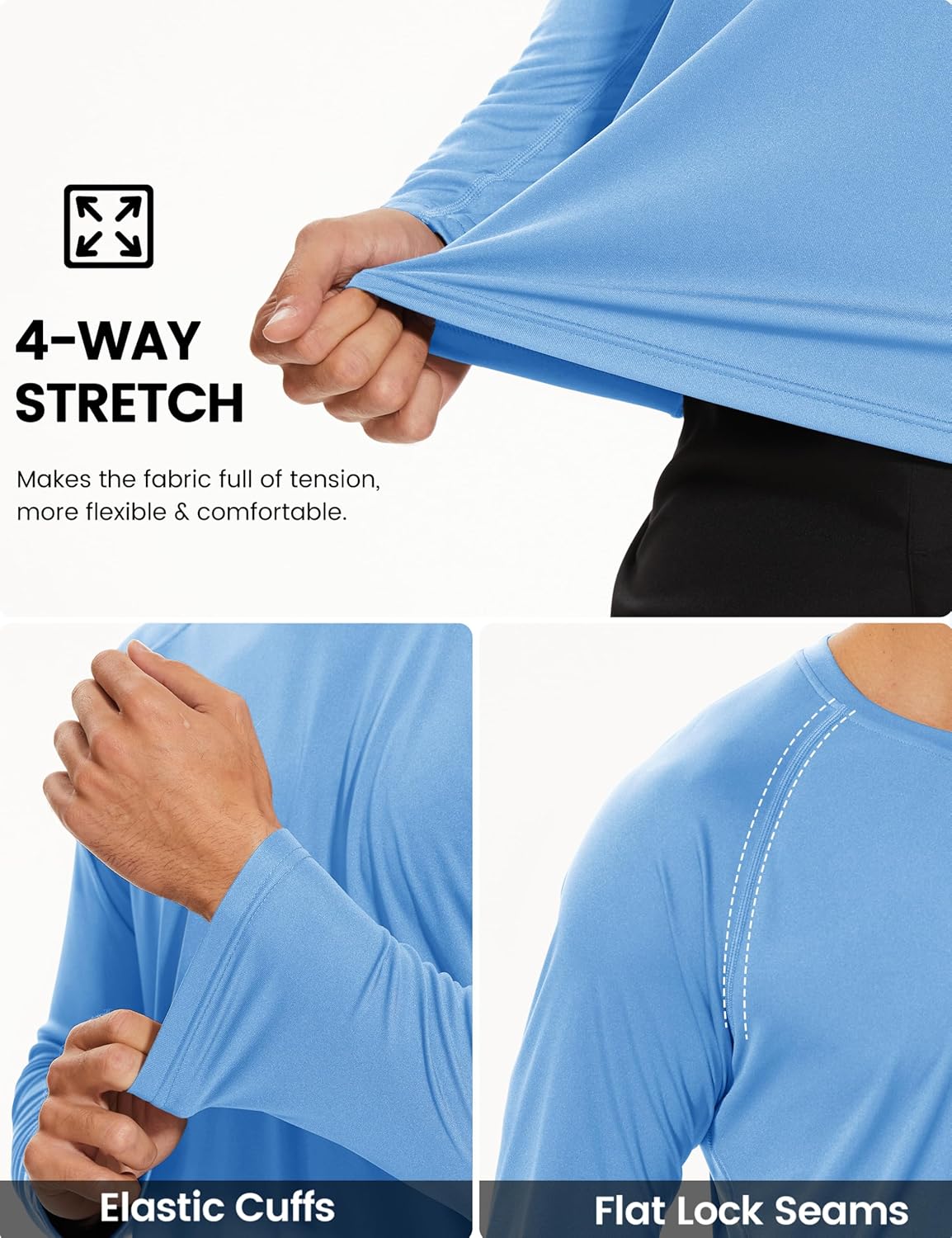 TACVASEN Men's Long Sleeve Shirts UPF 50+ Sun Protection Dry Fit Shirt Lightweight Workout Athletic T-Shirt Rash Guard - Image 4