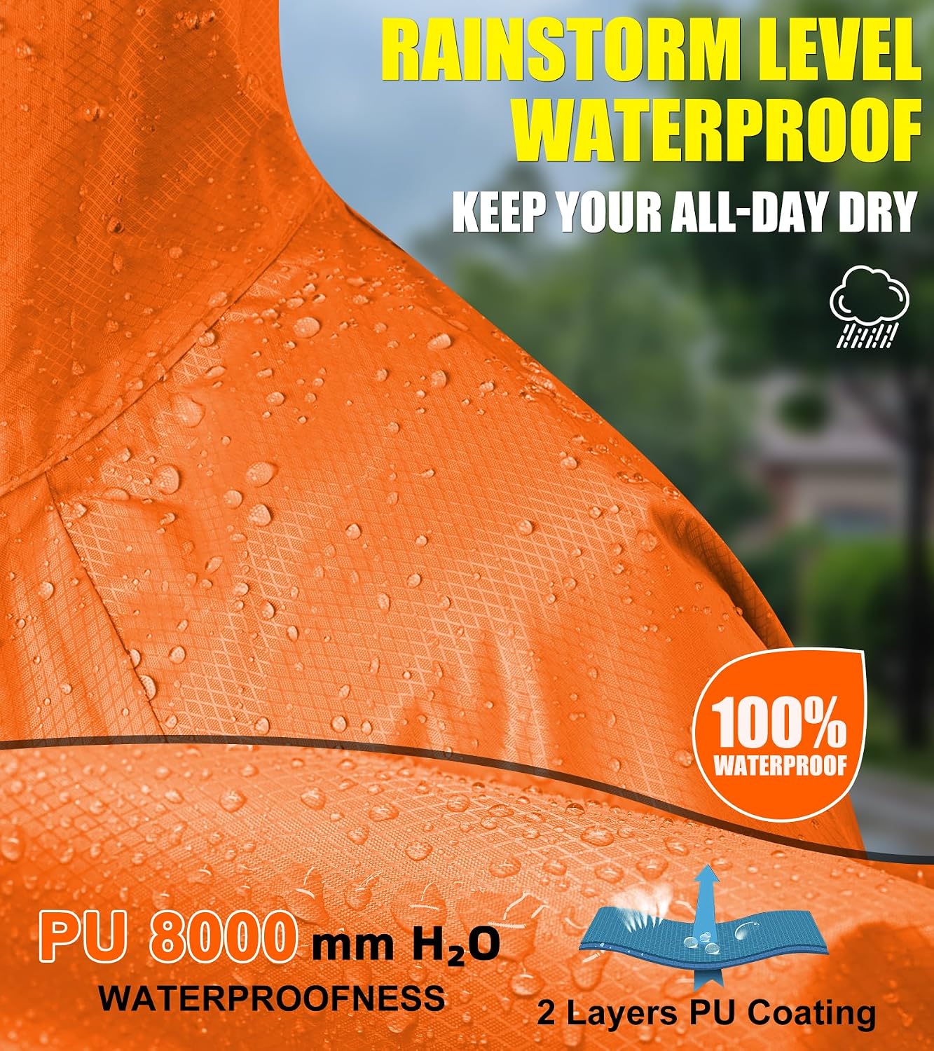Hooded Rain Ponchos for Adults with Pocket & Zipper, Unisex Reusable Lightweight Raincoat Jacket for Hiking, Camping, Outdoor