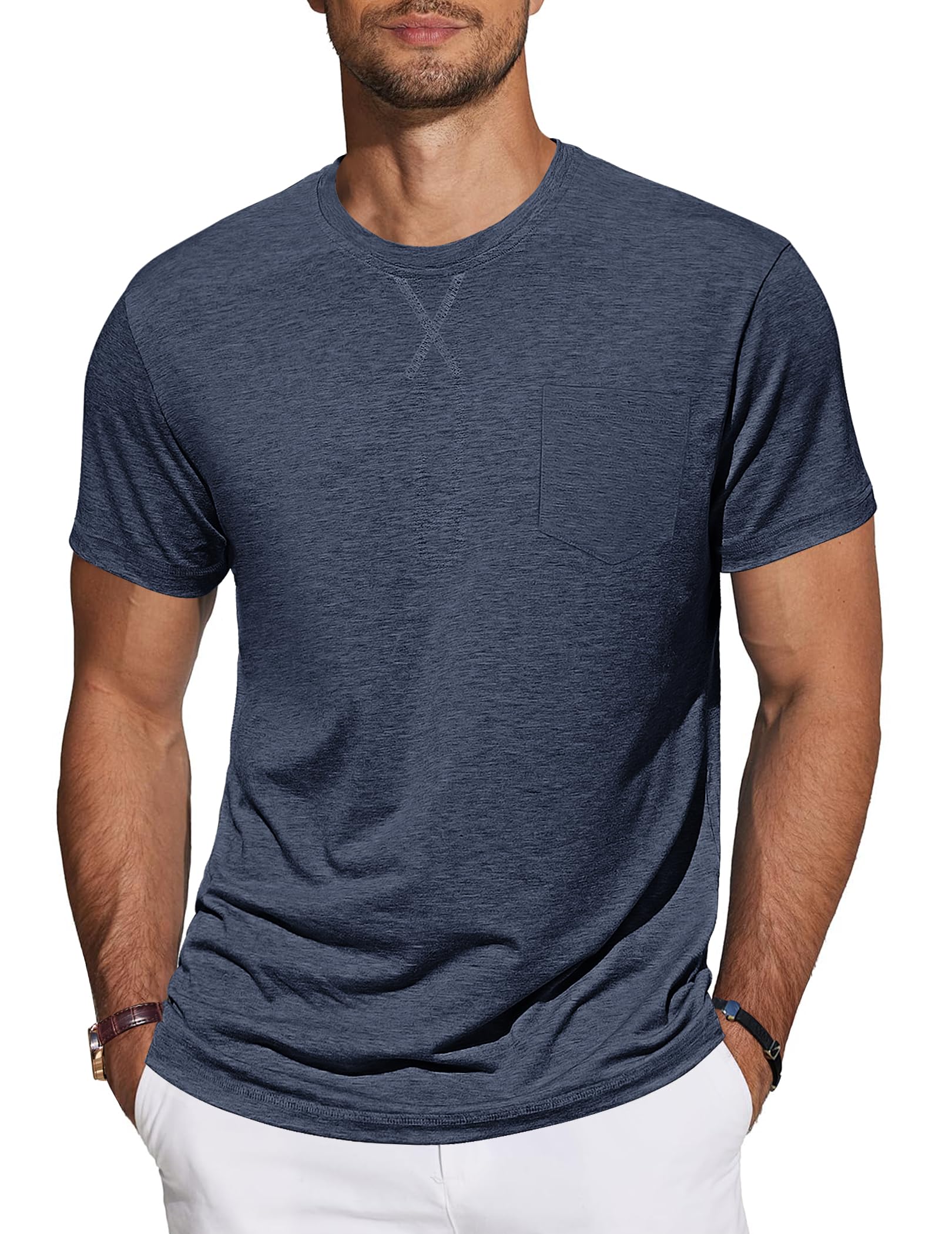 TARAINYA T-Shirt Herren Baumwolle Kurzarm Rundhals Einfarbig Shirts Männer Sommer M-4XL
